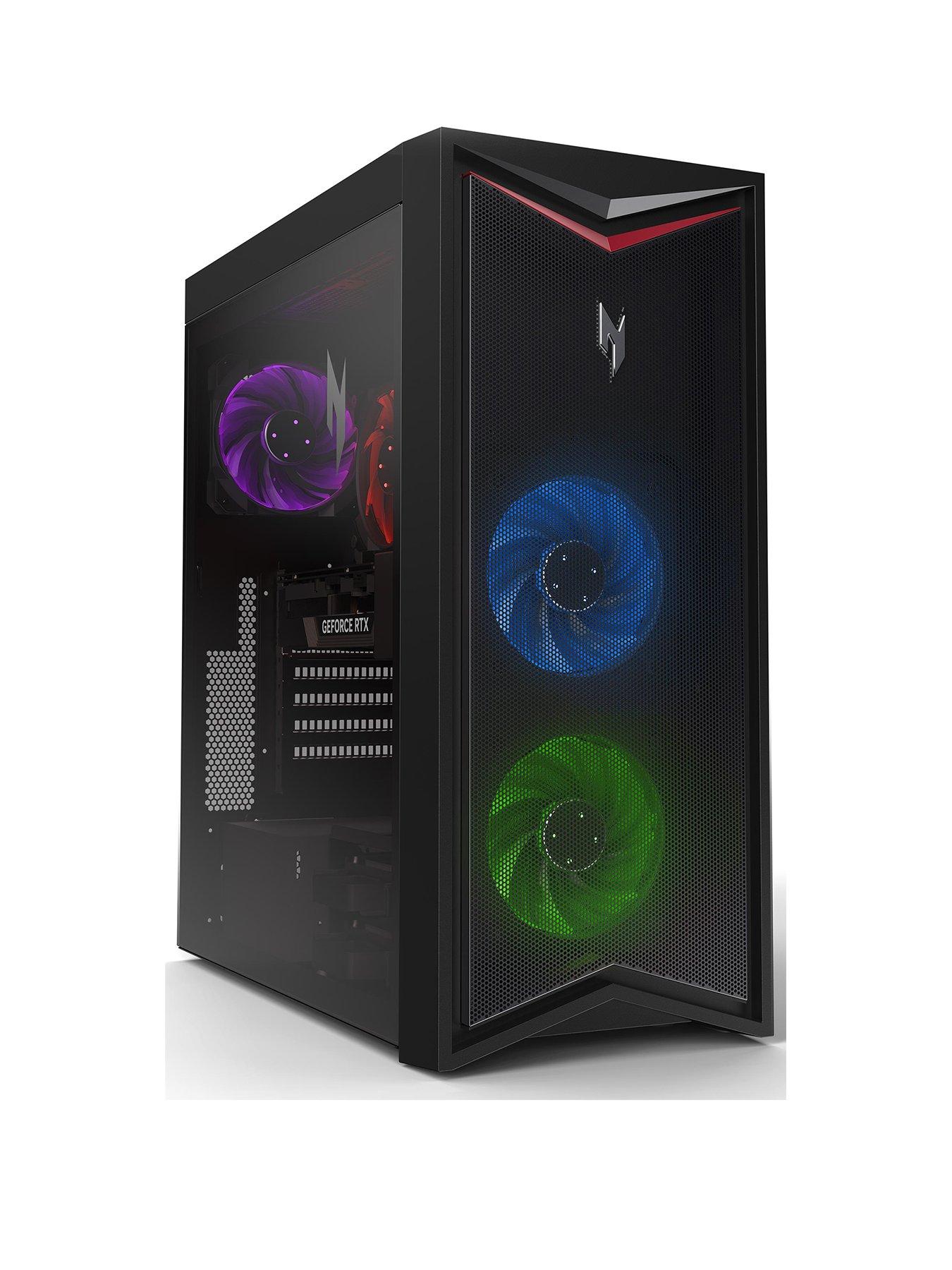 Image 1 of 8 of Acer Nitro 70 Gaming Desktop - GeForce RTX 4070 Super, AMD Ryzen 7, 16GB RAM, 1TB HDD + 512GB SSD - Black