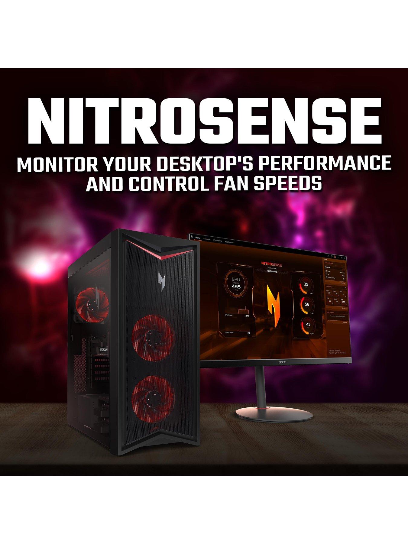 Image 5 of 8 of Acer Nitro 70 Gaming Desktop - GeForce RTX 4070 Super, AMD Ryzen 7, 16GB RAM, 1TB HDD + 512GB SSD - Black