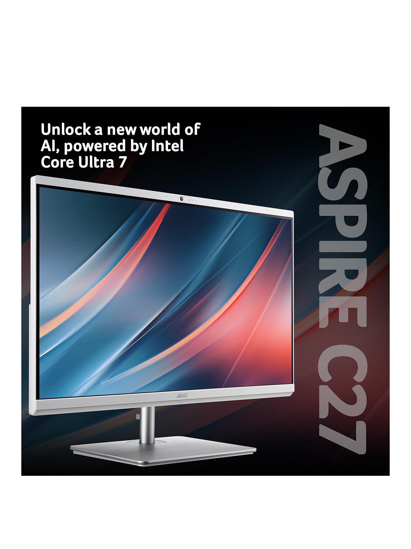 Image 2 of 8 of Acer Aspire - 27in - FHD All-In-One Desktop - Intel Core Ultra 7 - 16GB RAM - 1TB SSD - White