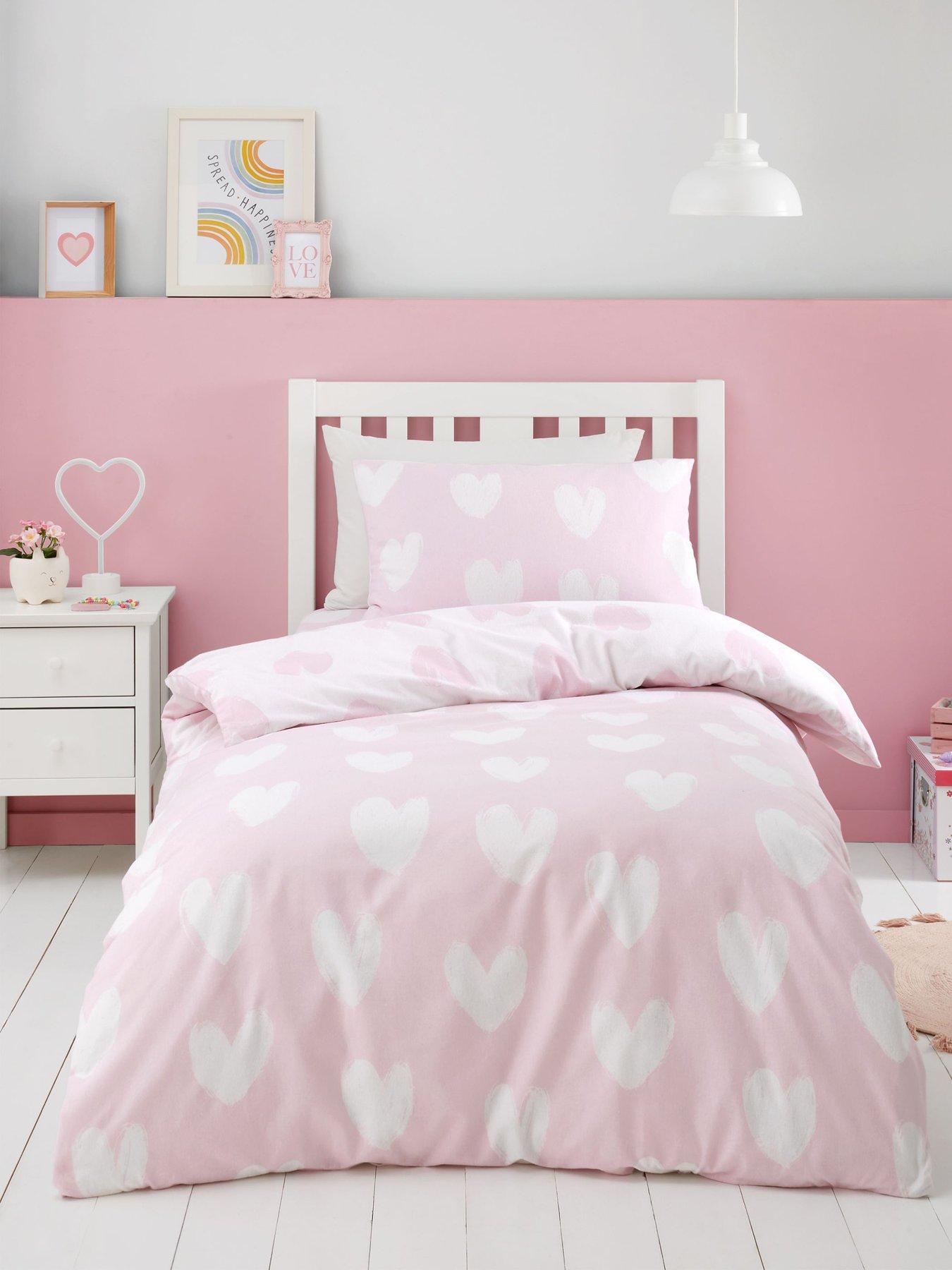 Product photograph of Catherine Lansfield Hearts 100 Brushed Cotton Duvet Set from very.co.uk