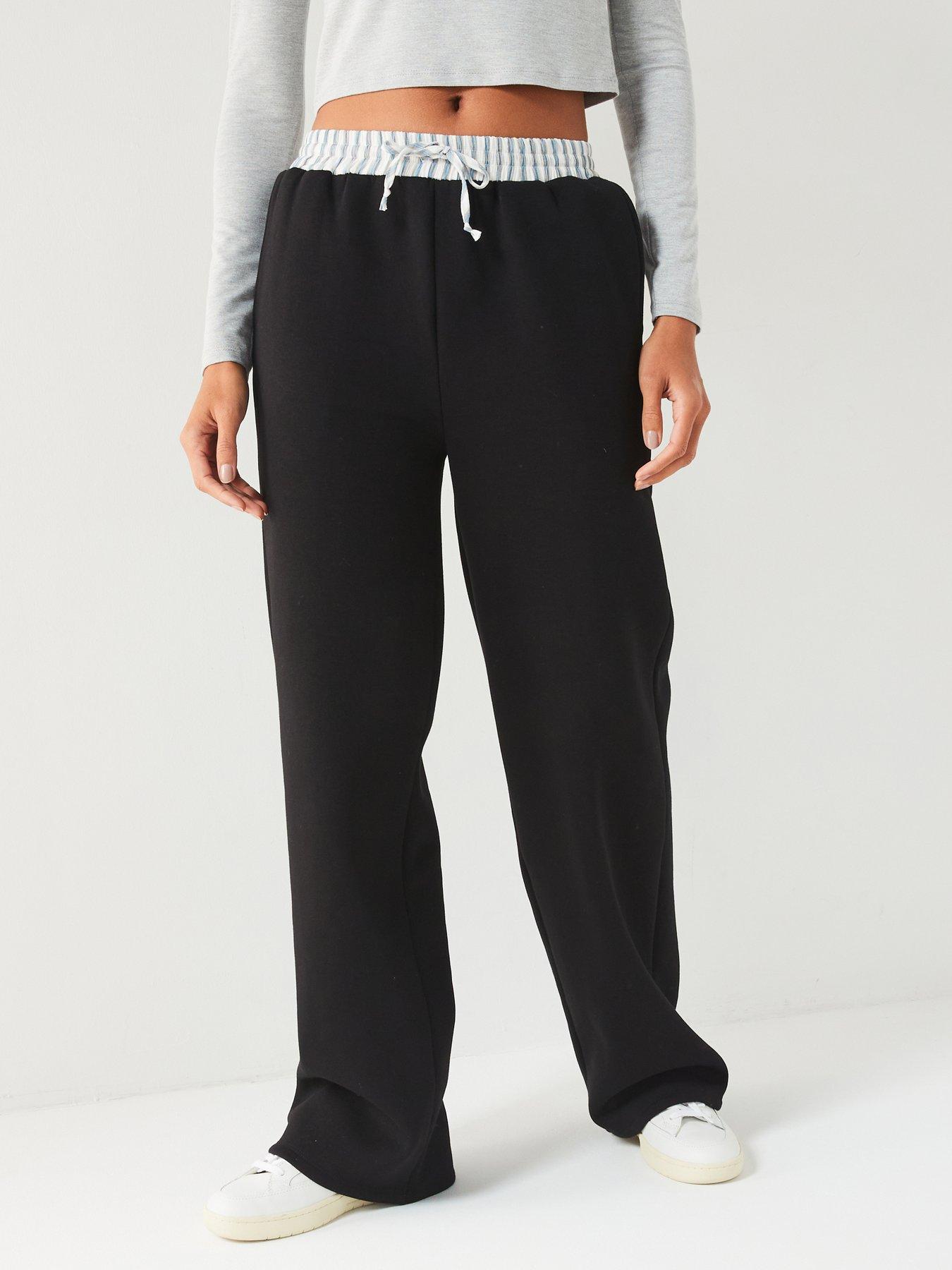 Black jogging bottoms womens deals