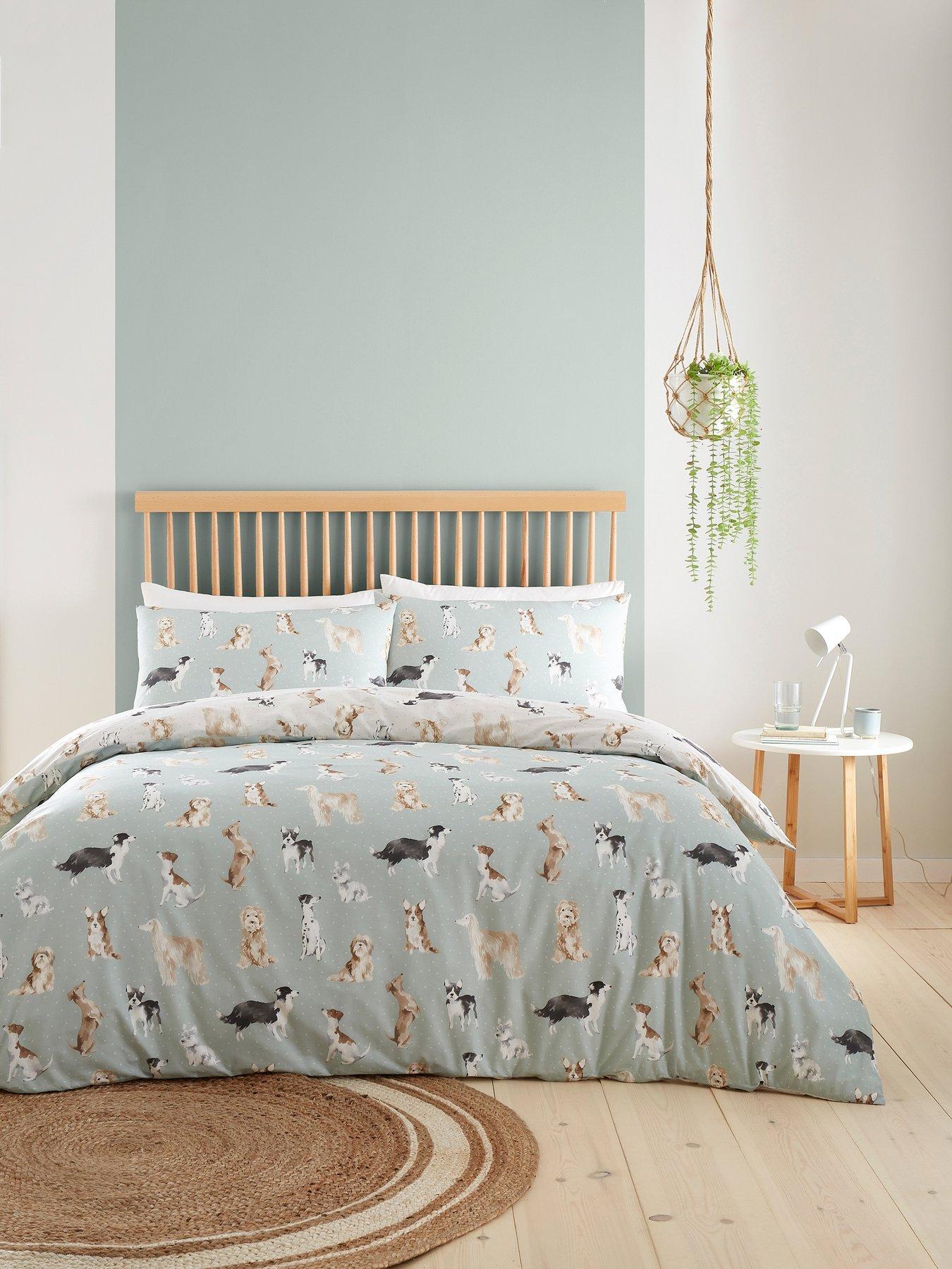 Product photograph of Fusion Cute Dogs Duvet Cover Set - Duck Egg from very.co.uk