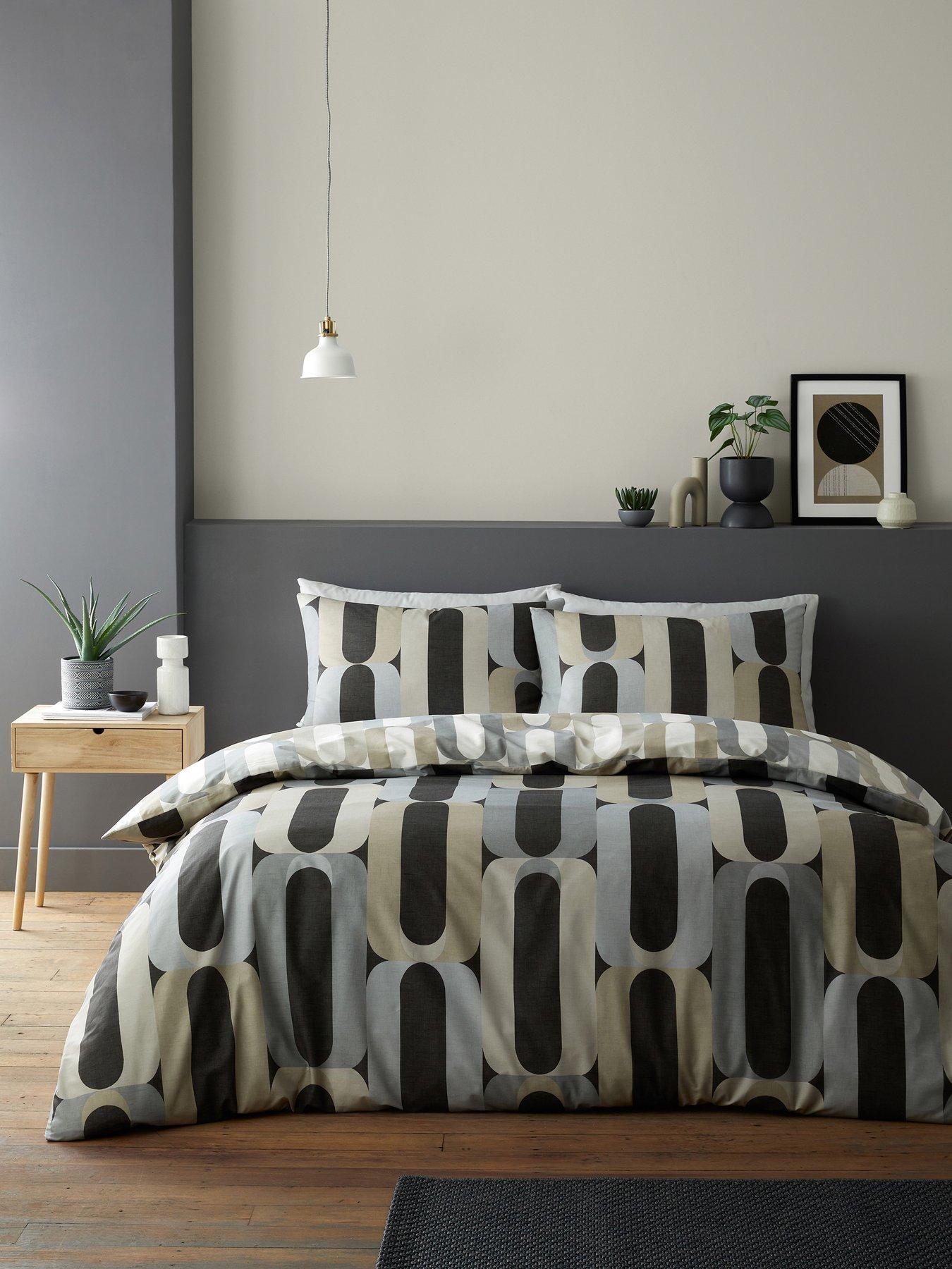 Product photograph of Fusion Orea Easycare Duvet Cover Set - Charcoal from very.co.uk