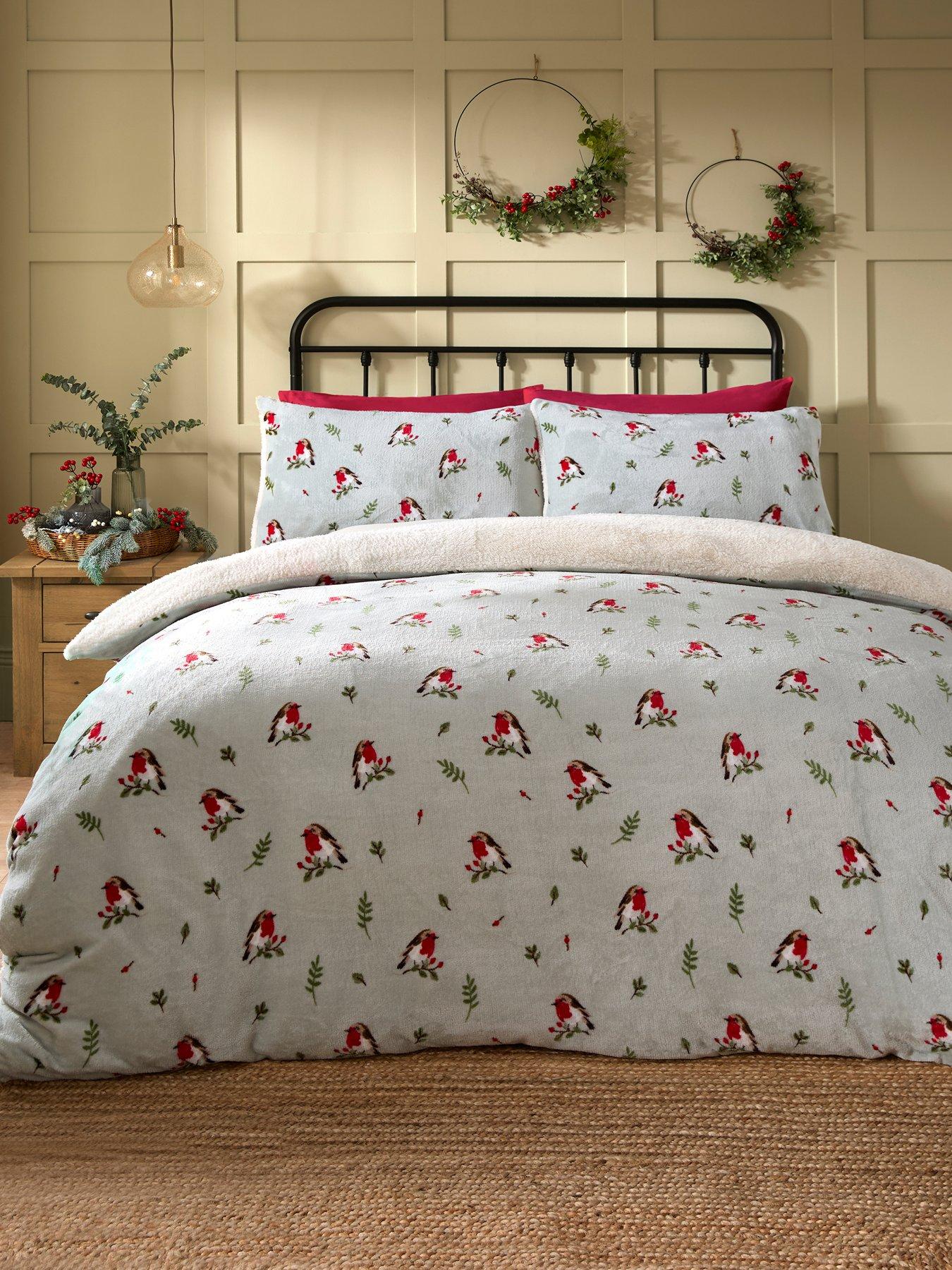 Dreams & Drapes D & D Winter Robins Christmas Duvet Set