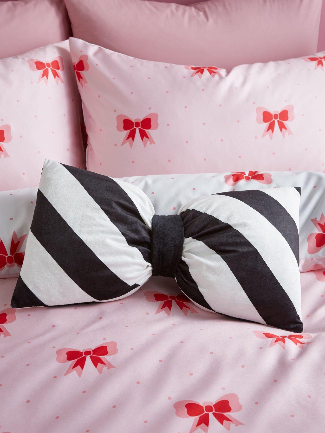 Product photograph of Sassy B Dotty Bows 3d Cushion- Black White from very.co.uk