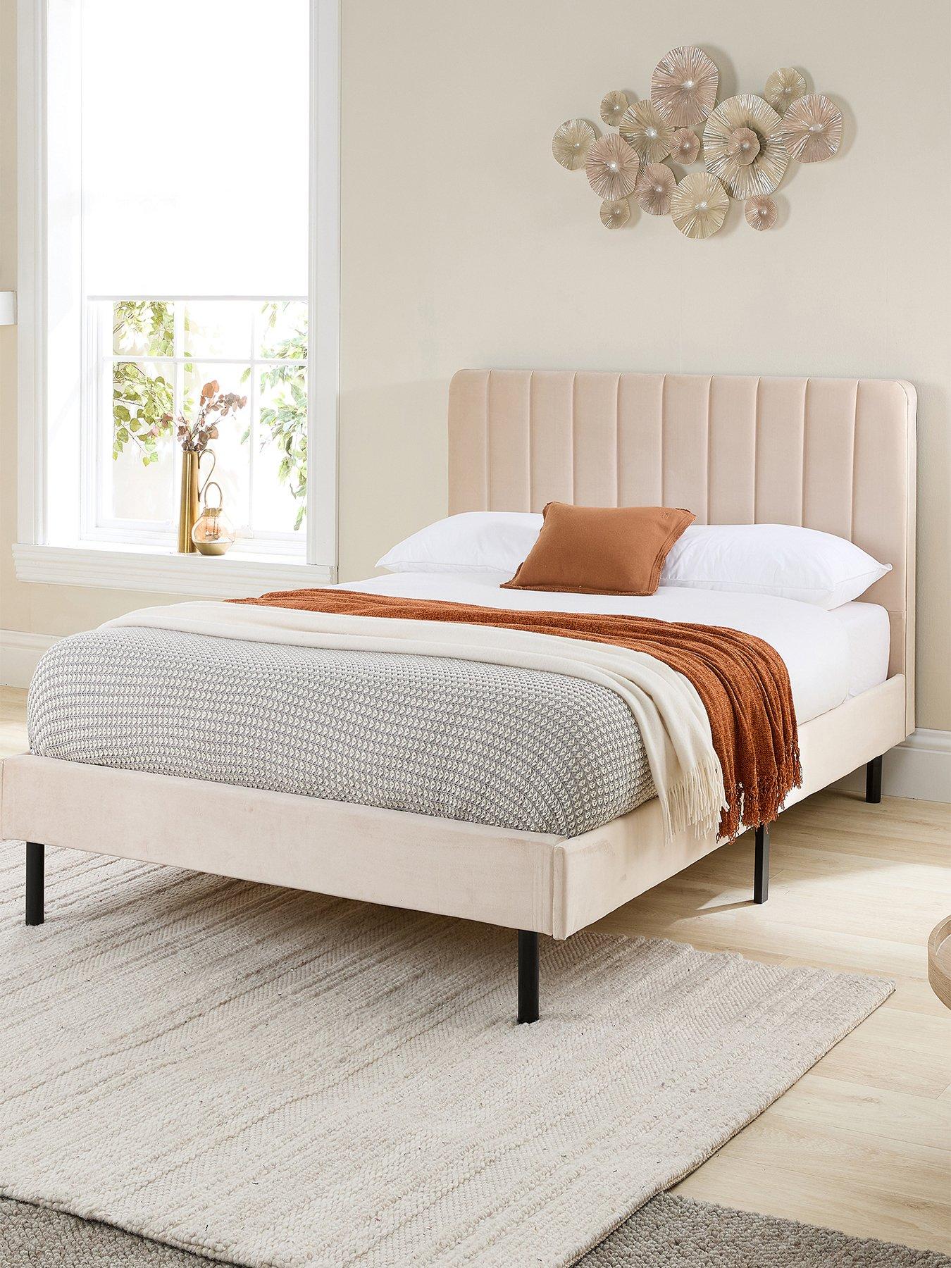 Product photograph of Aspire Rosella Soft Velvet Bed Frame - Cream from very.co.uk