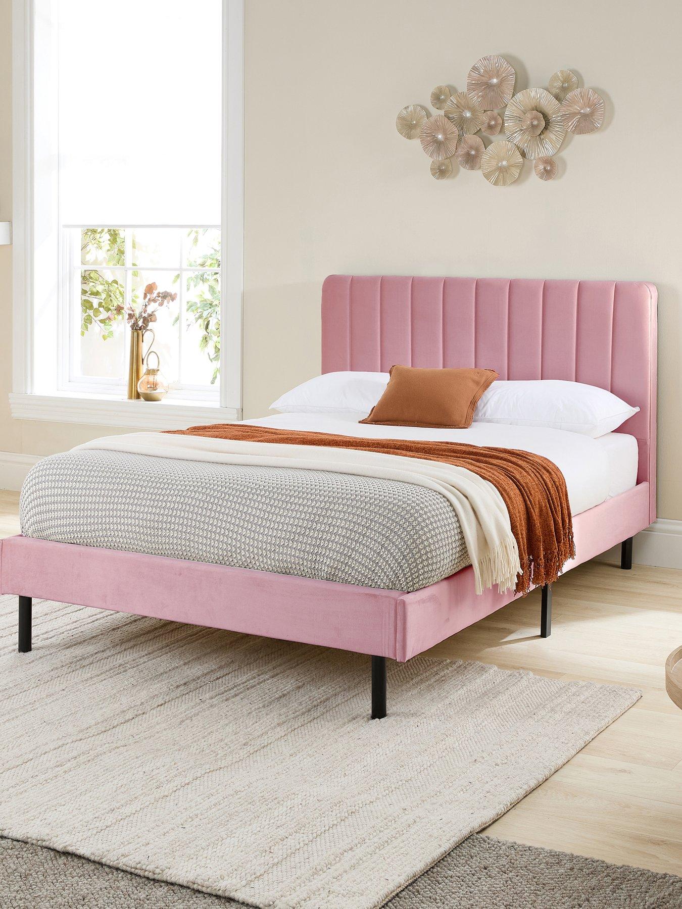 Product photograph of Aspire Rosella Soft Velvet Bed Frame - Pink from very.co.uk