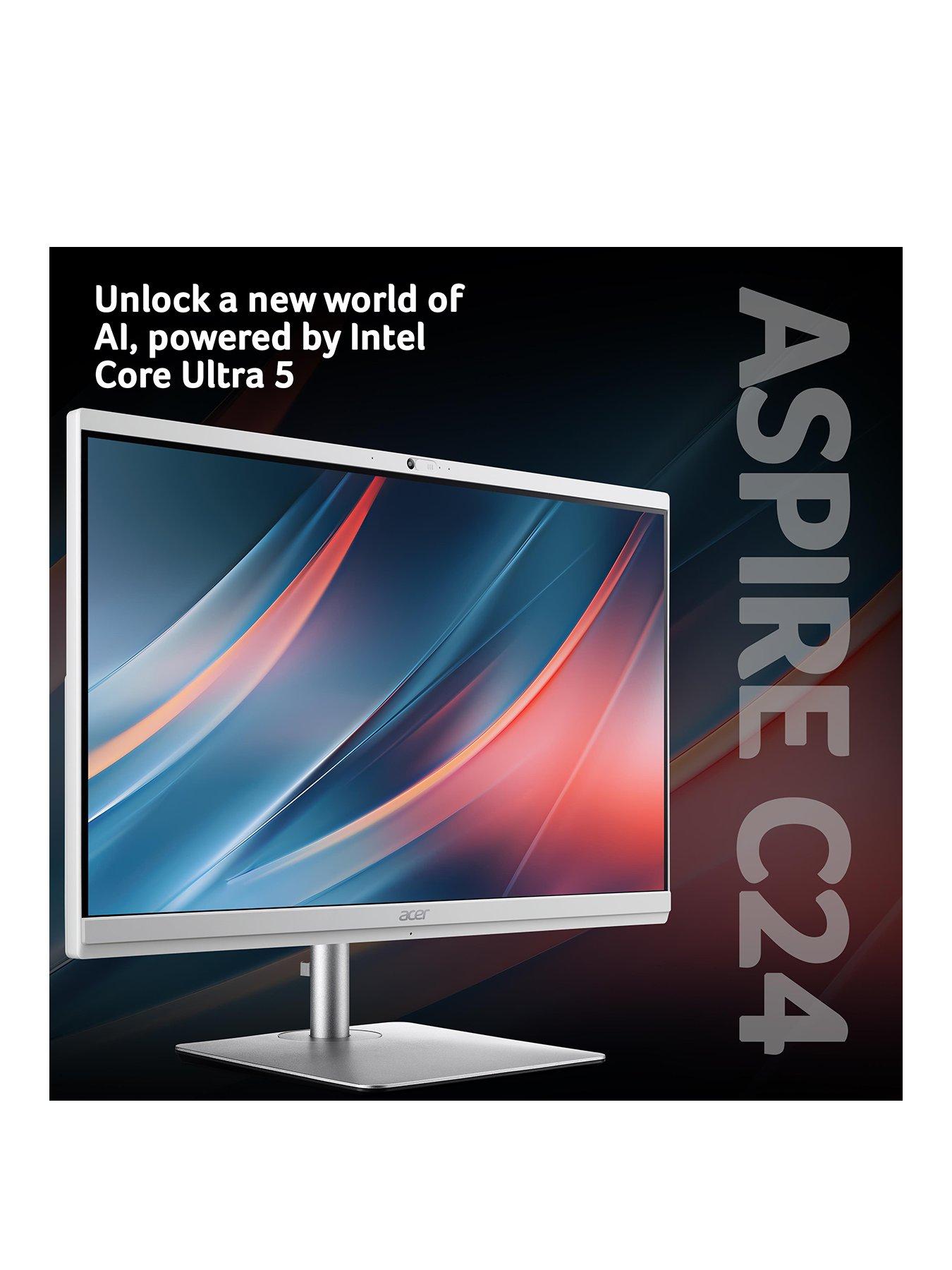 Image 2 of 8 of Acer Aspire - 23.8in - FHD All-In-One Desktop - Intel Core Ultra 5 - 16GB RAM - 1TB SSD - White