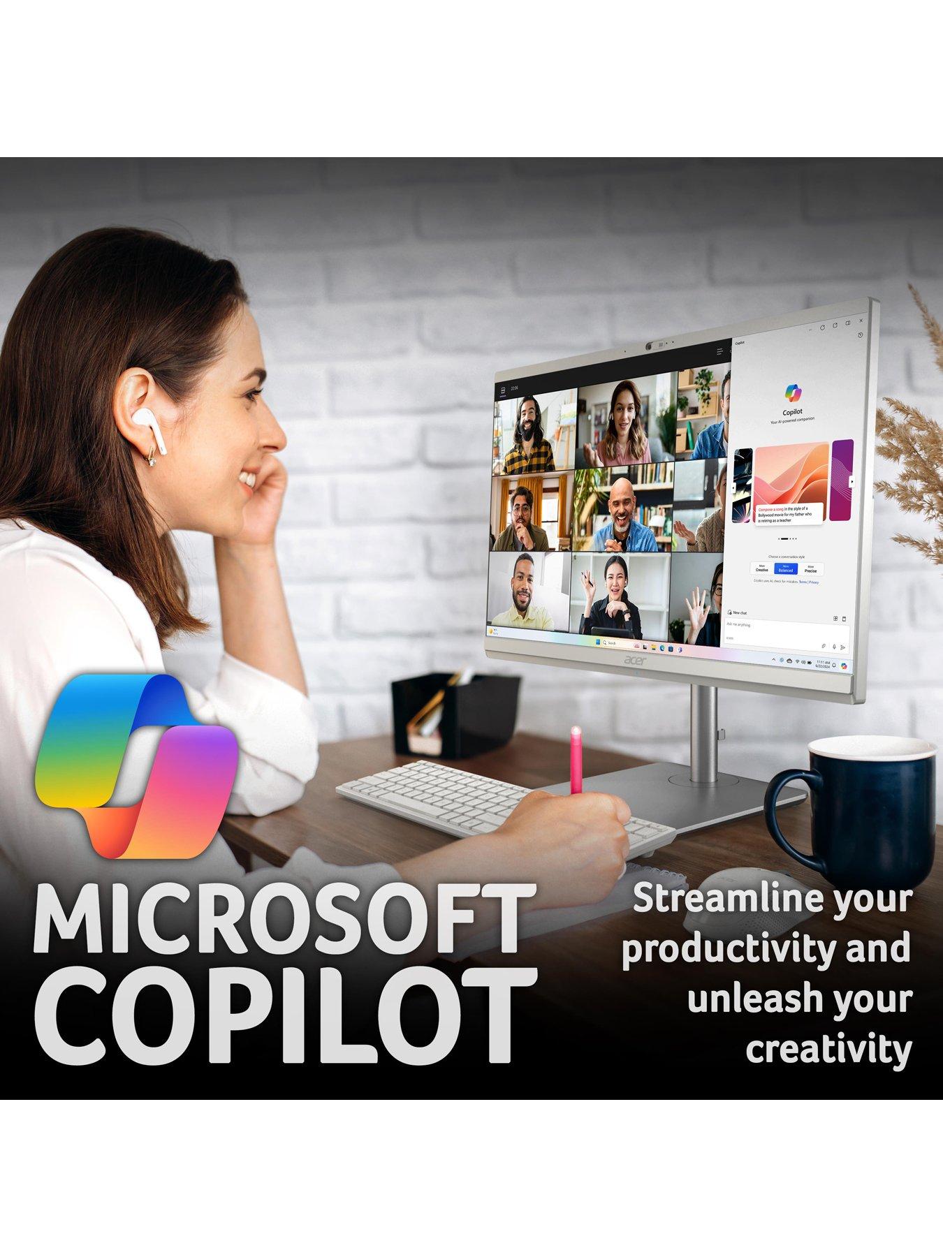 Image 4 of 8 of Acer Aspire - 23.8in - FHD All-In-One Desktop - Intel Core Ultra 5 - 16GB RAM - 1TB SSD - White