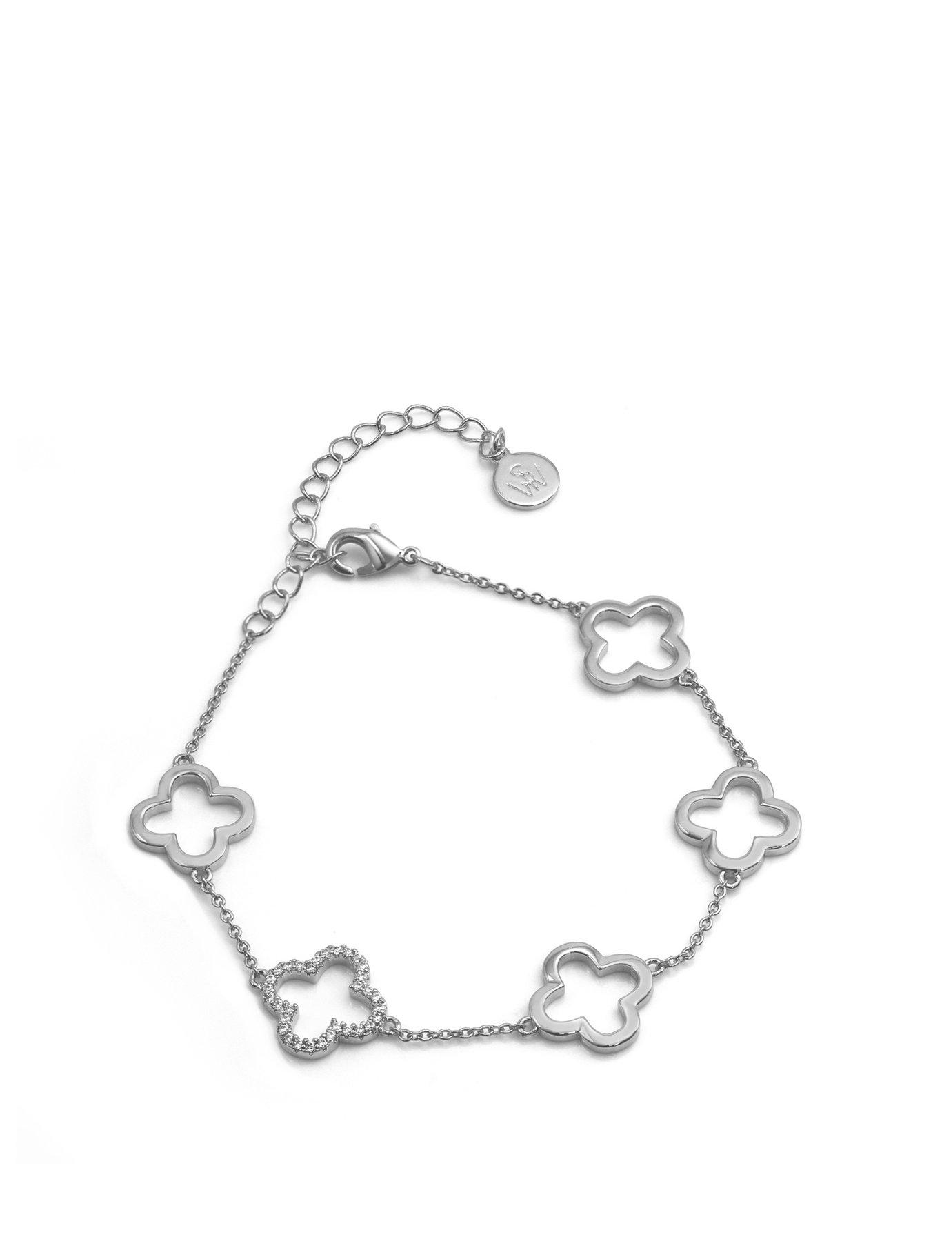 Product photograph of Say It With Clover Bracelet - Silver from very.co.uk