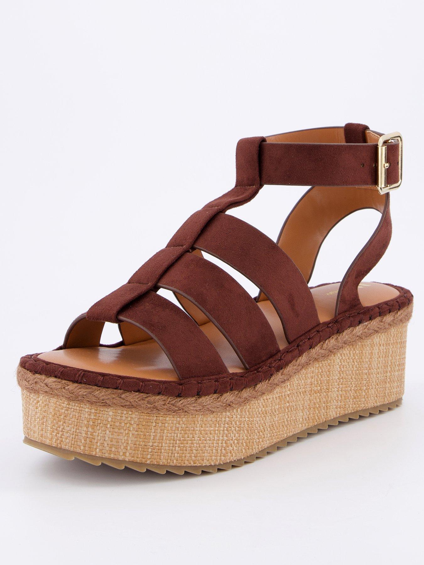 Image 2 of 7 of V by Very Wide Fit Wedge Gladiator Sandal - Choc