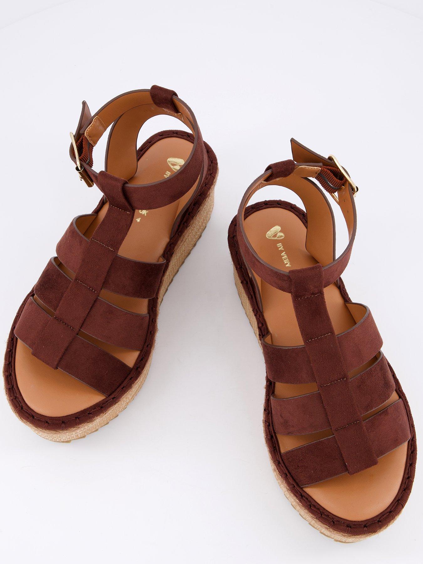 Image 3 of 7 of V by Very Wide Fit Wedge Gladiator Sandal - Choc