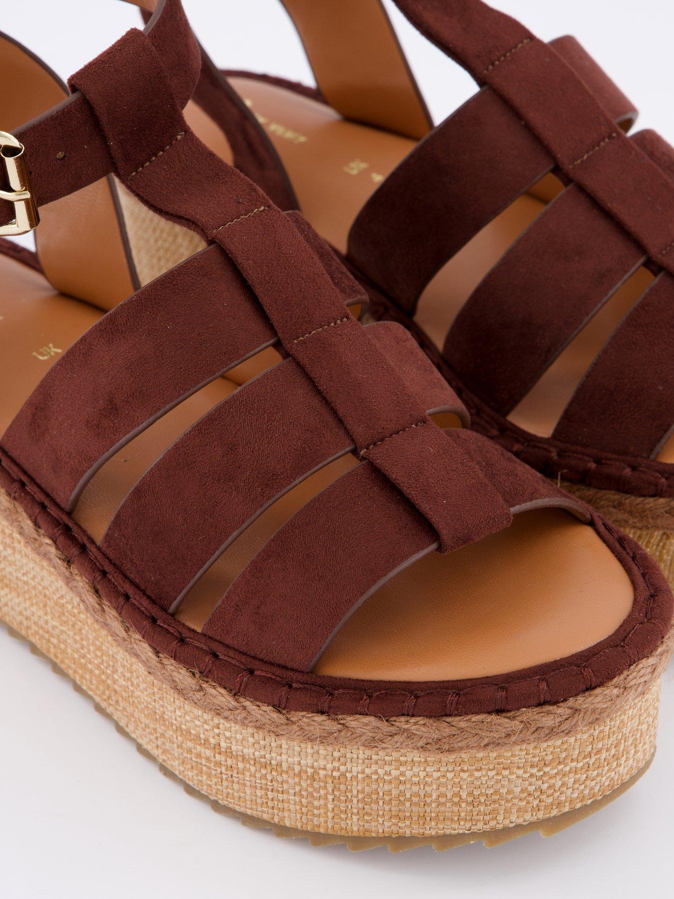 Image 5 of 7 of V by Very Wide Fit Wedge Gladiator Sandal - Choc