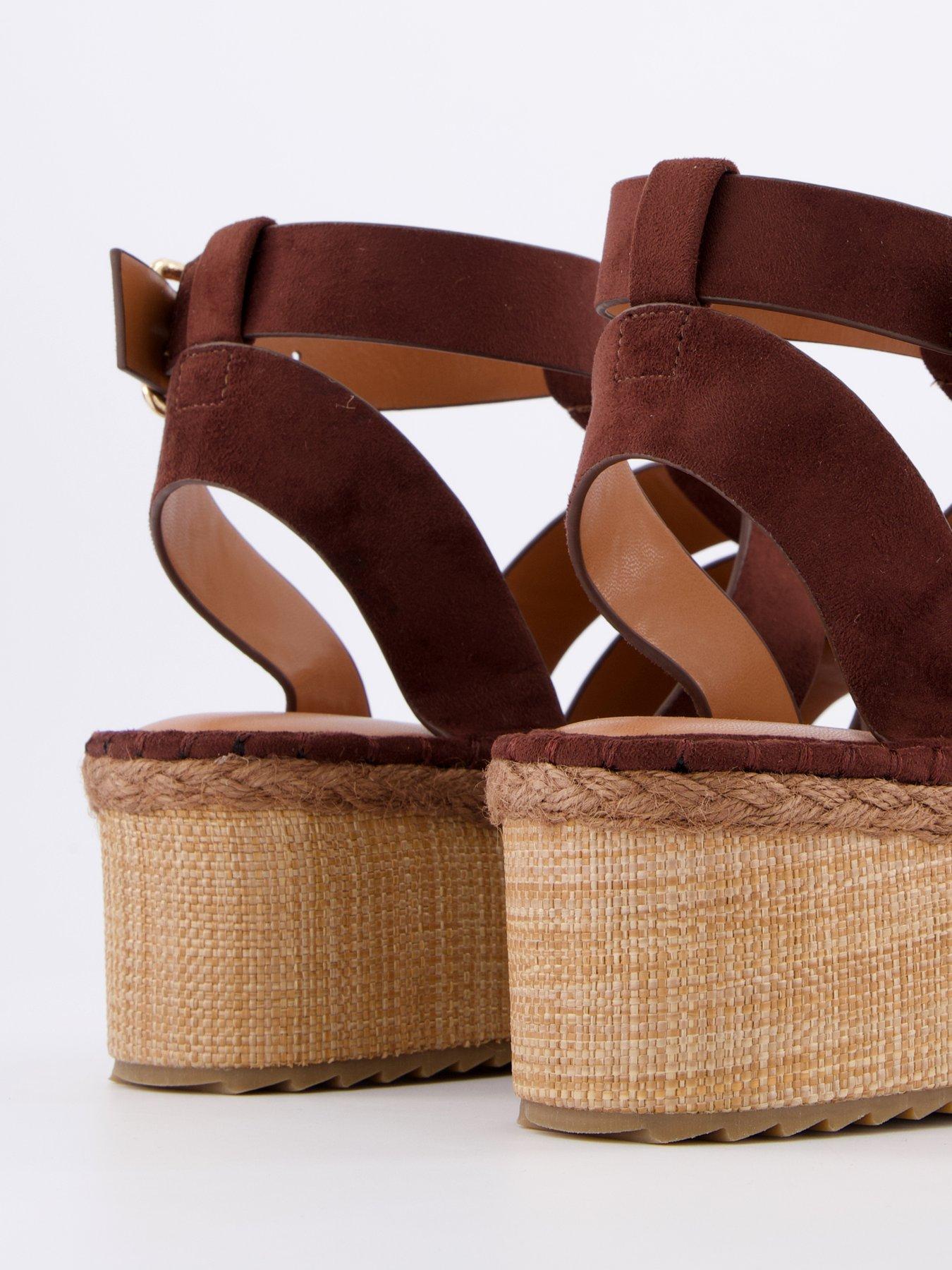 Image 6 of 7 of V by Very Wide Fit Wedge Gladiator Sandal - Choc