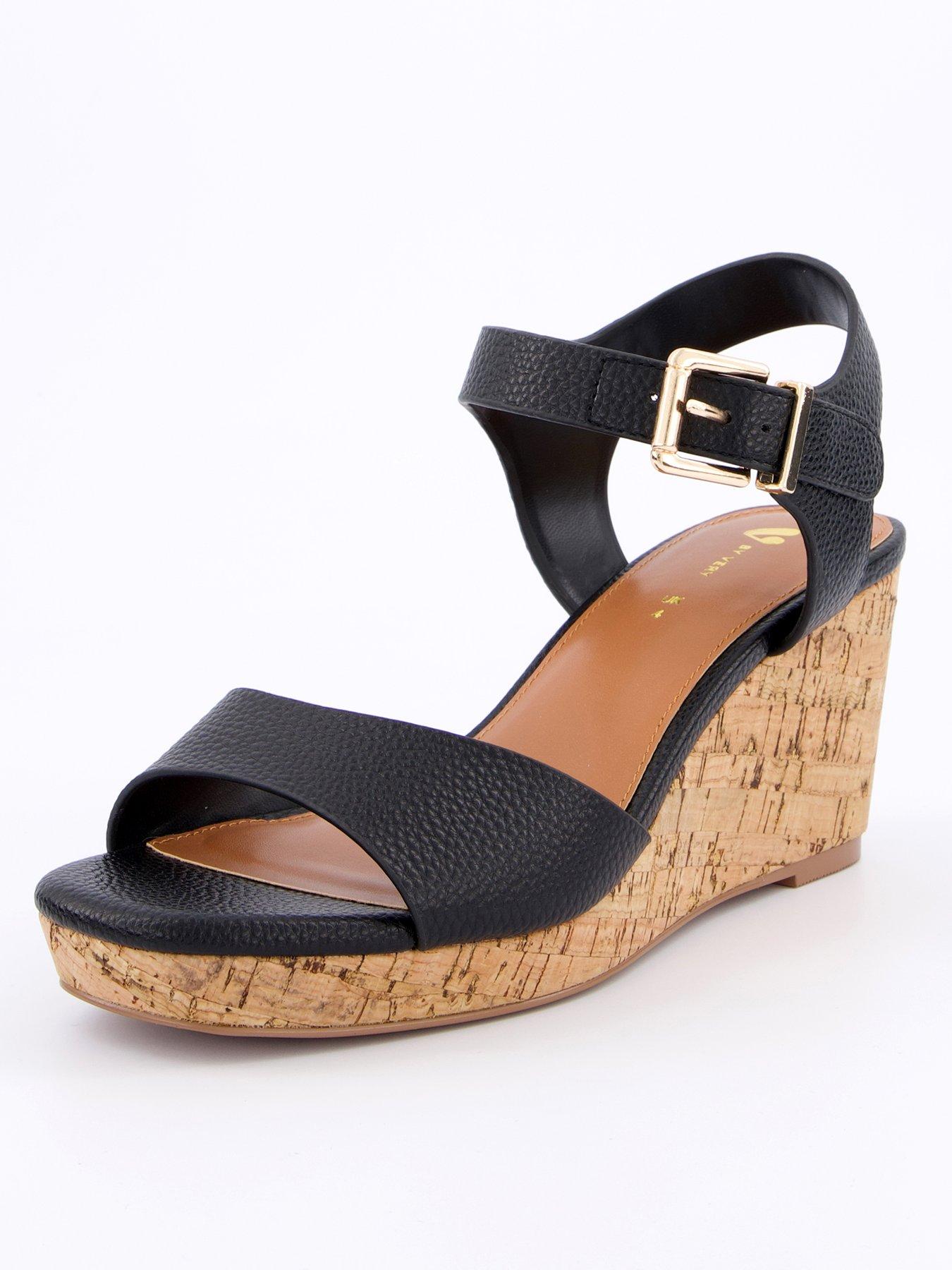 Image 2 of 7 of V by Very Midi Wedge Sandals - Black