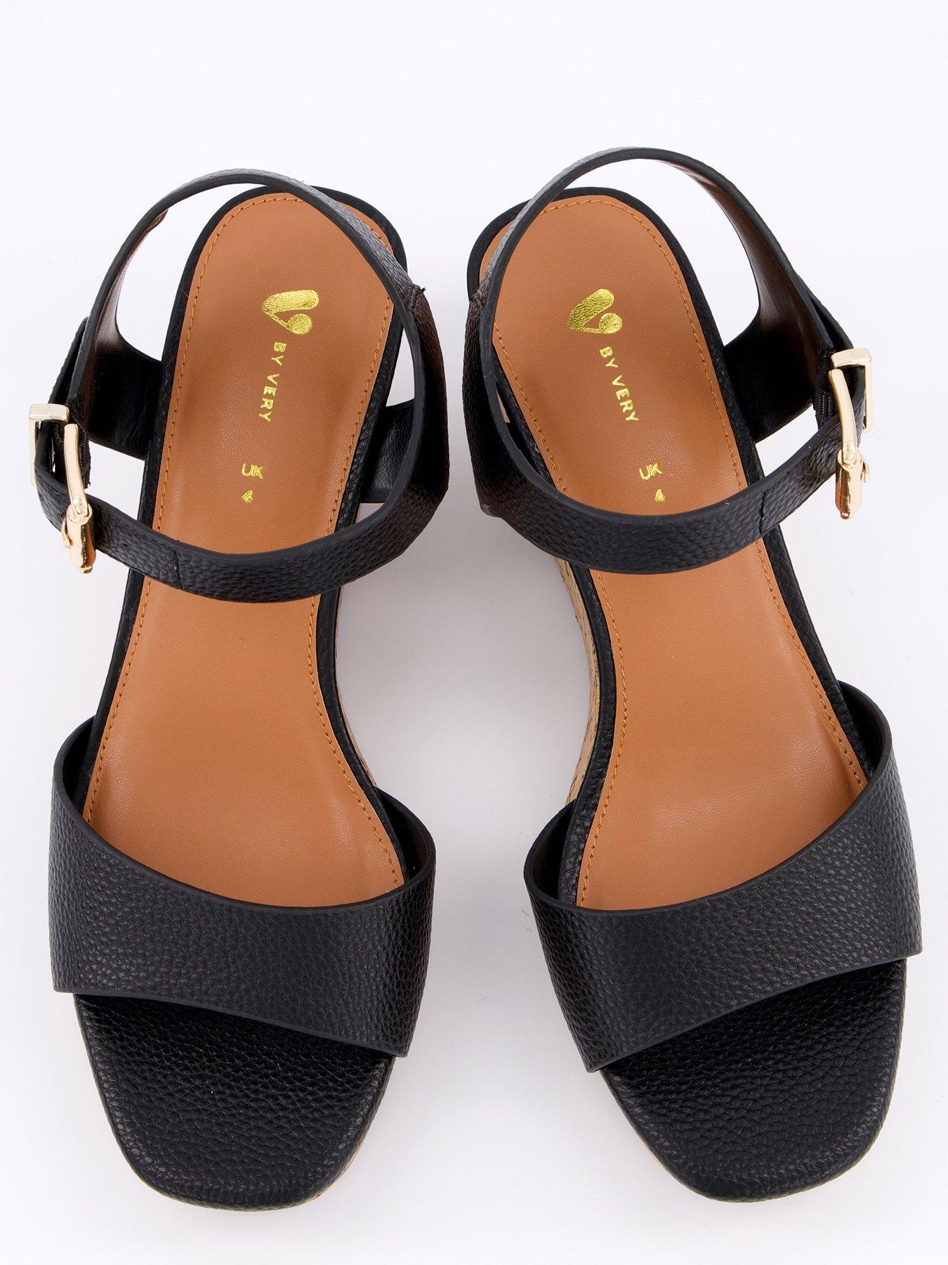 Image 3 of 7 of V by Very Midi Wedge Sandals - Black