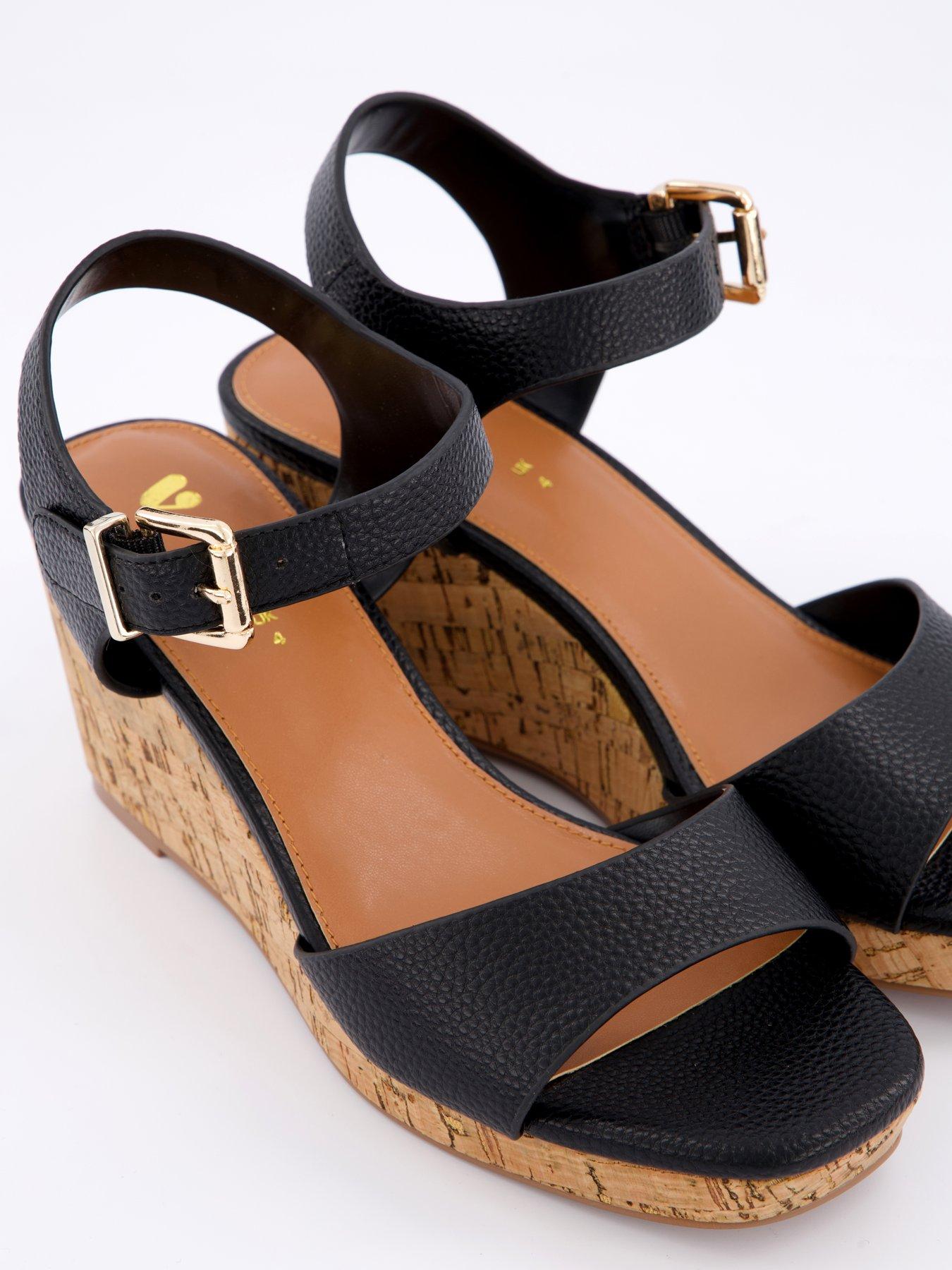Image 5 of 7 of V by Very Midi Wedge Sandals - Black