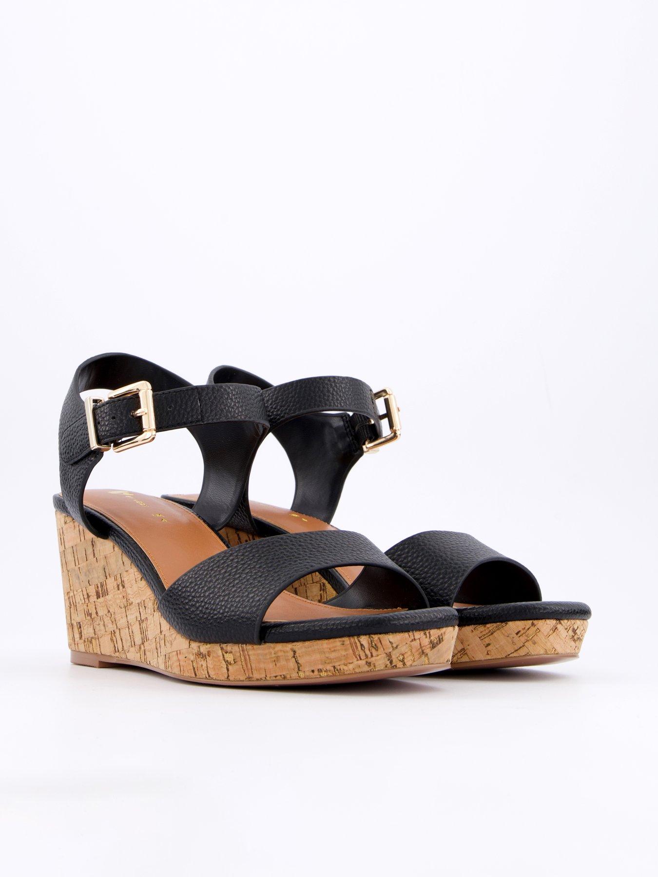 Image 6 of 7 of V by Very Midi Wedge Sandals - Black