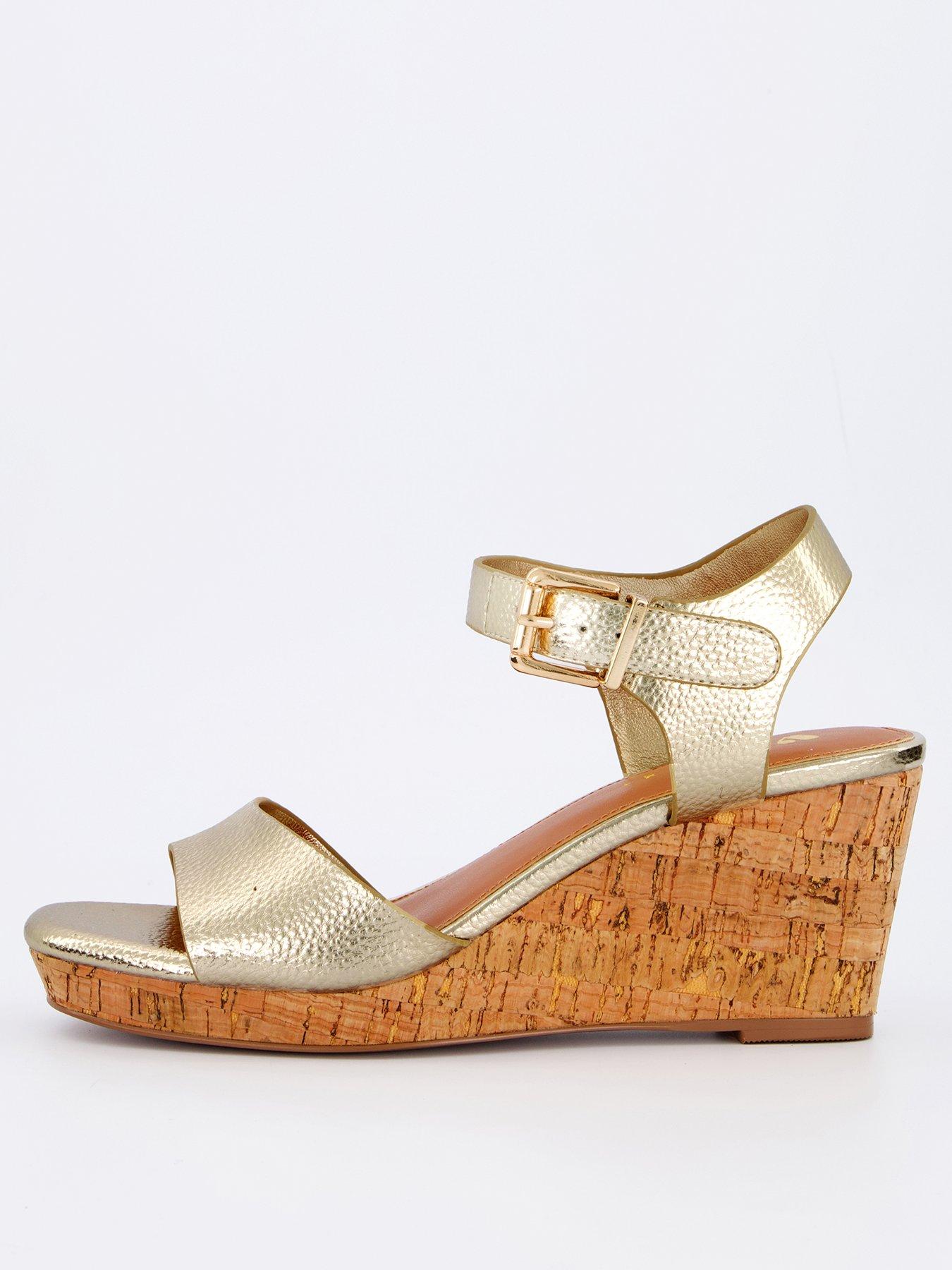 undefined Midi Wedge Sandals - Gold