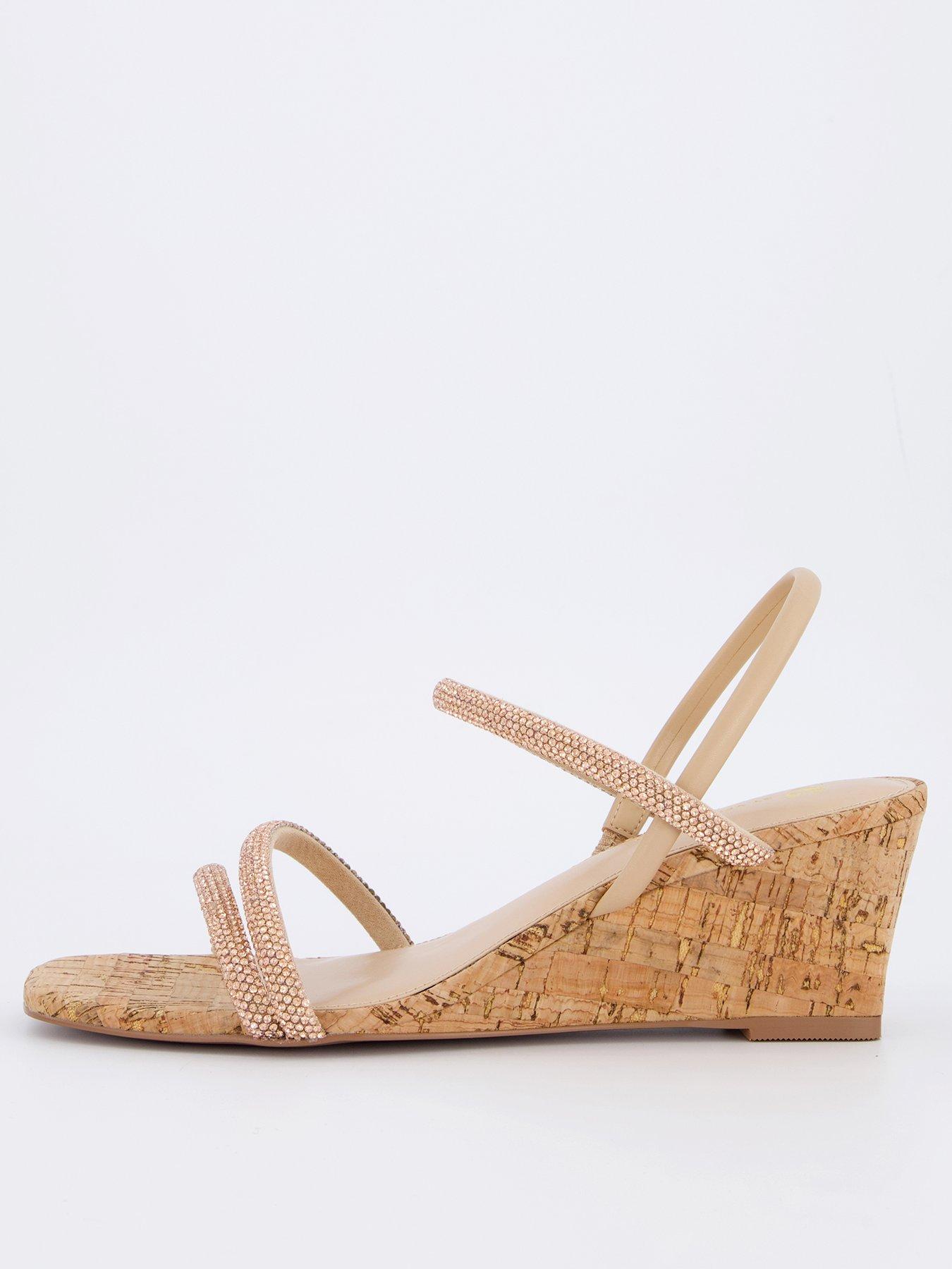 Image 1 of 7 of V by Very Mid Wedge Strappy Sandals - Rose Gold