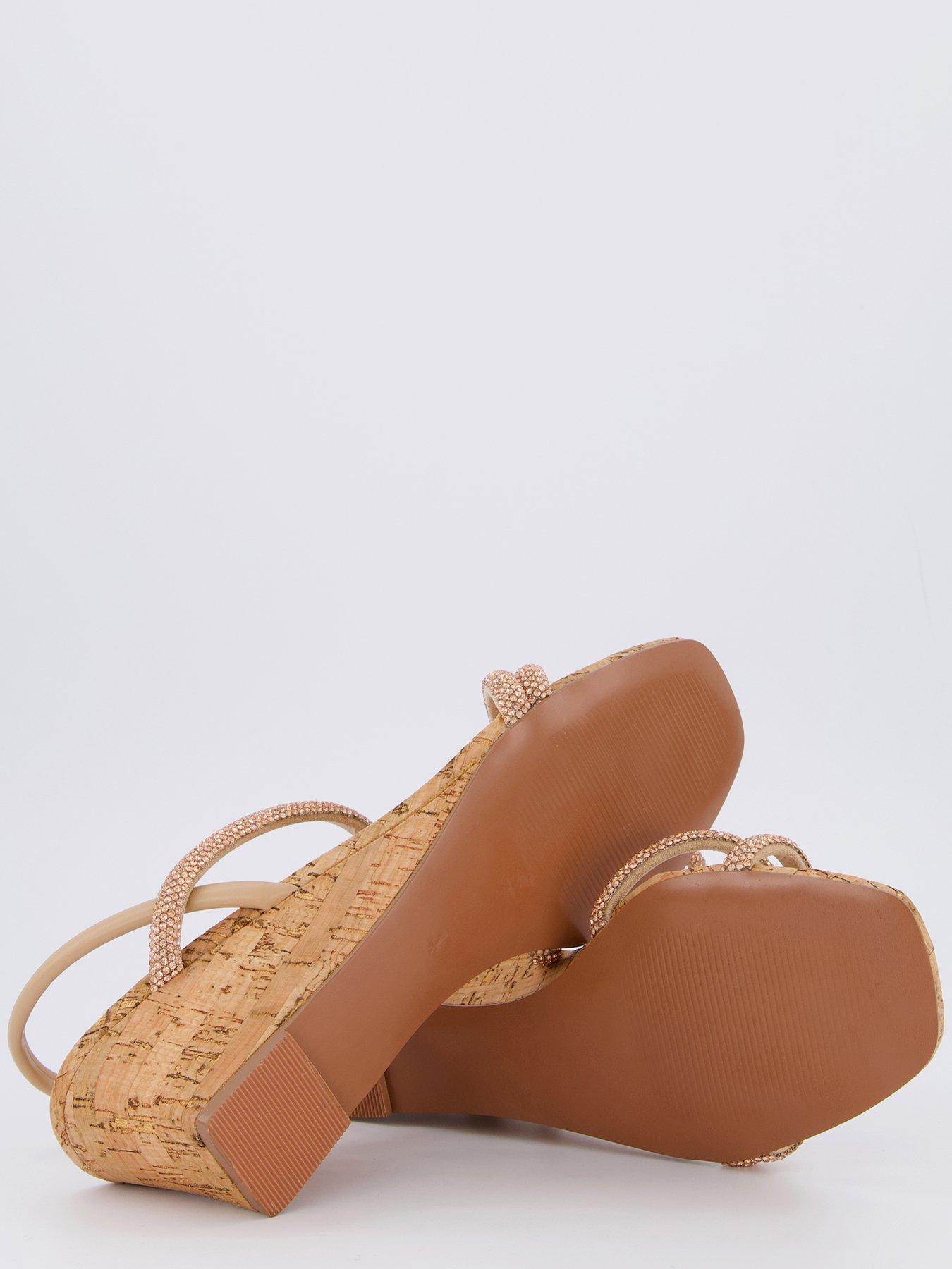 Image 4 of 7 of V by Very Mid Wedge Strappy Sandals - Rose Gold