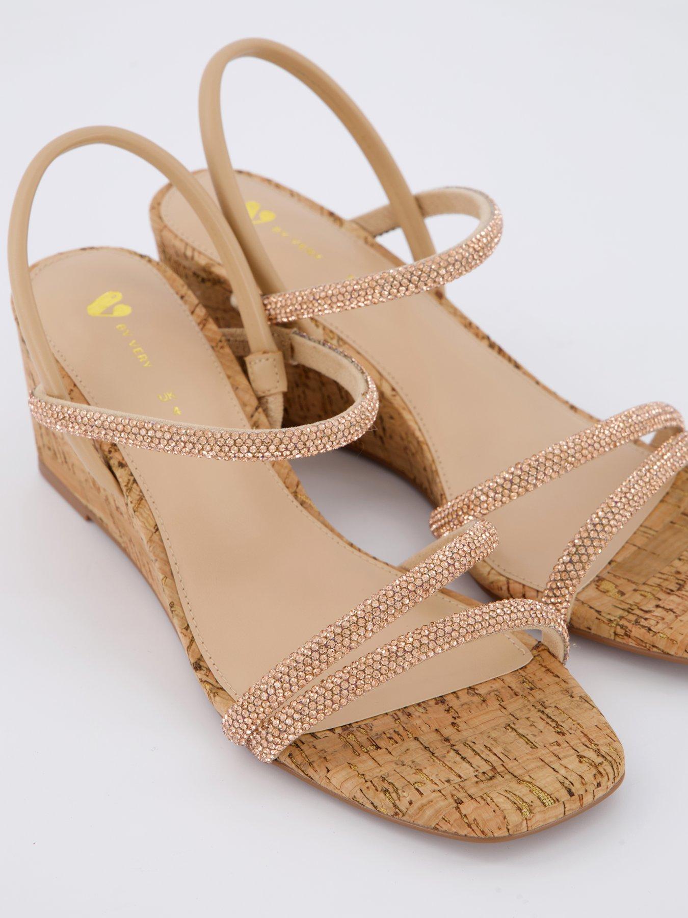 Image 5 of 7 of V by Very Mid Wedge Strappy Sandals - Rose Gold