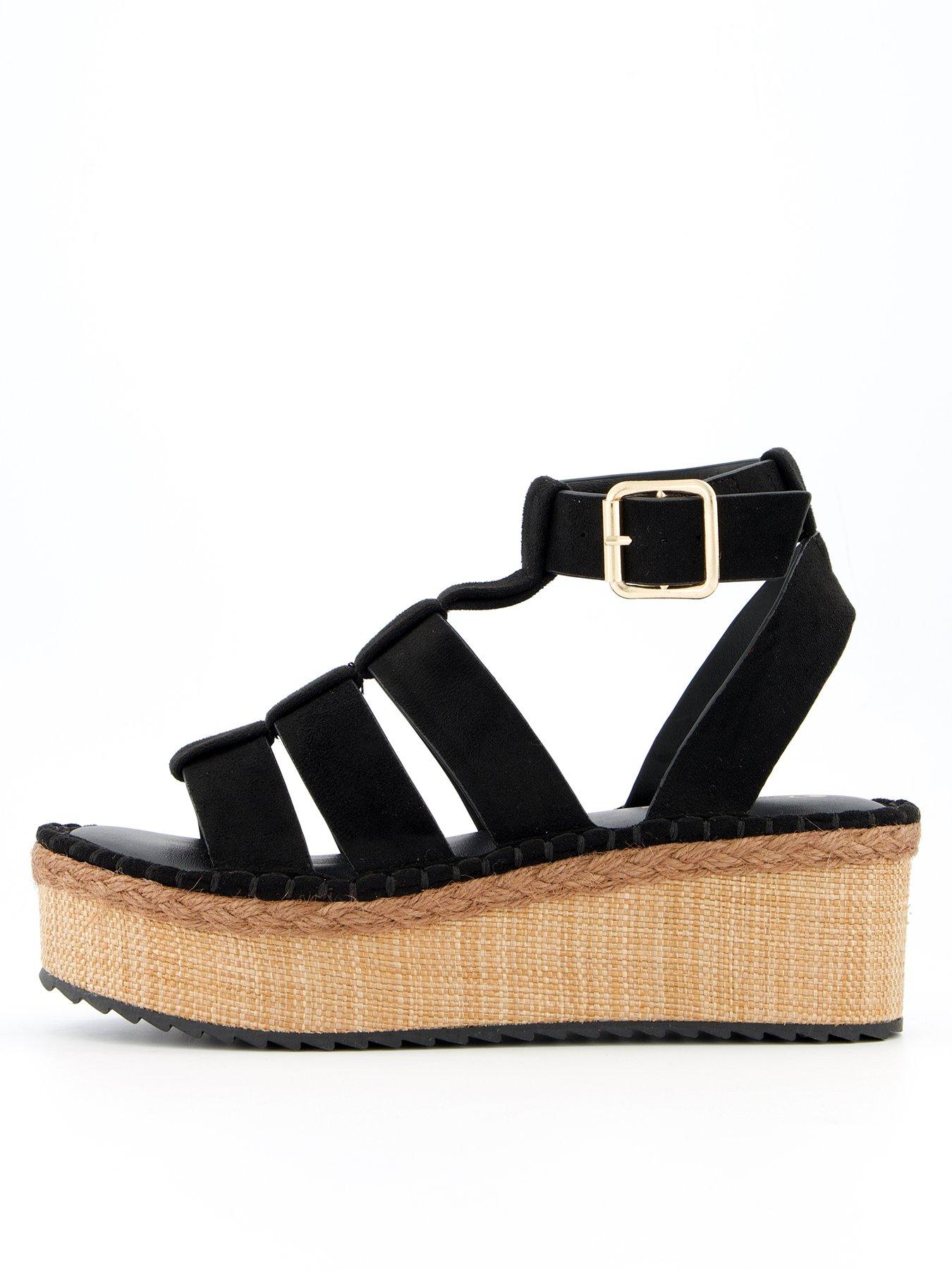 V by Very Wedge Gladiator Sandal - Black