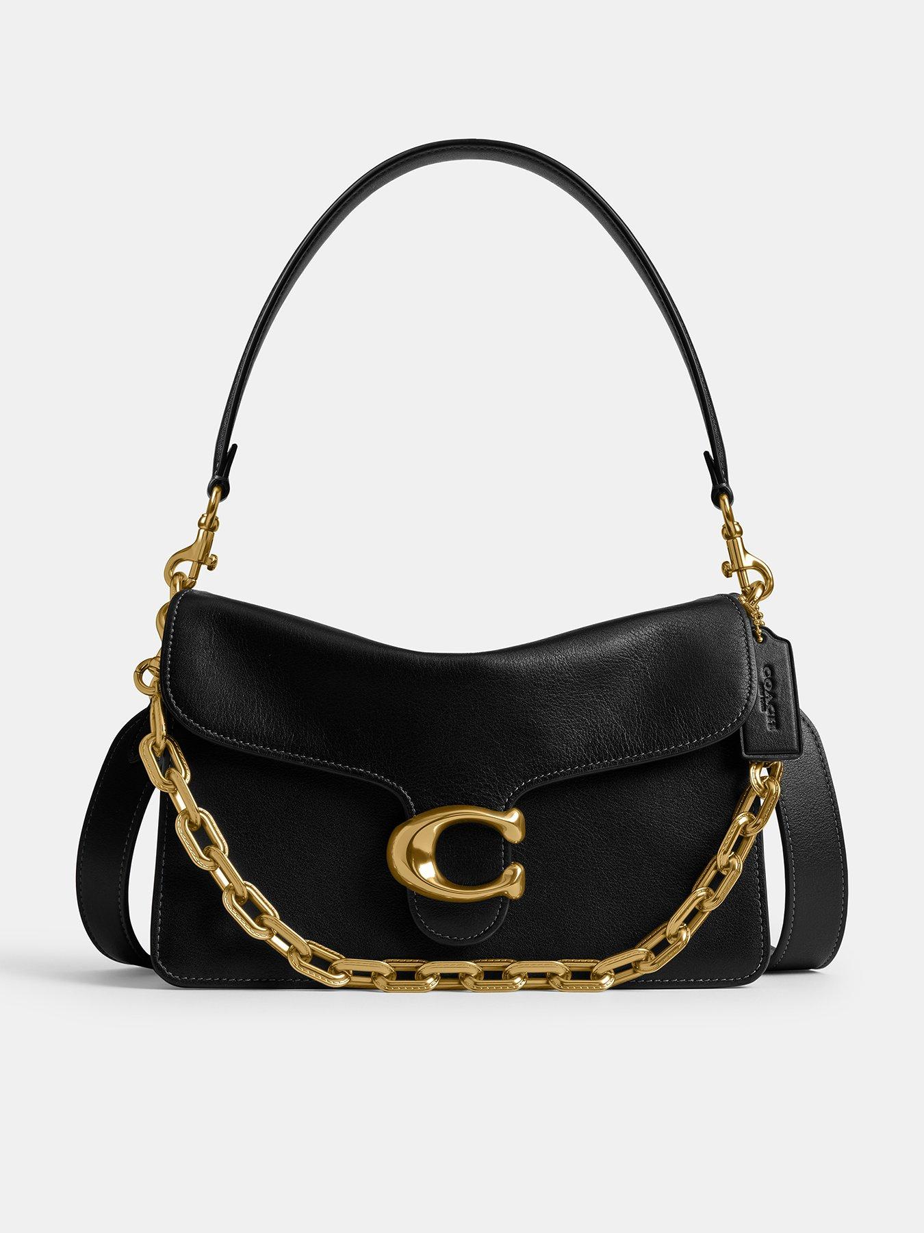 Image 1 of 5 of COACH Soft Grain Leather Chain Tabby Shoulder Bag With Chain - Black
