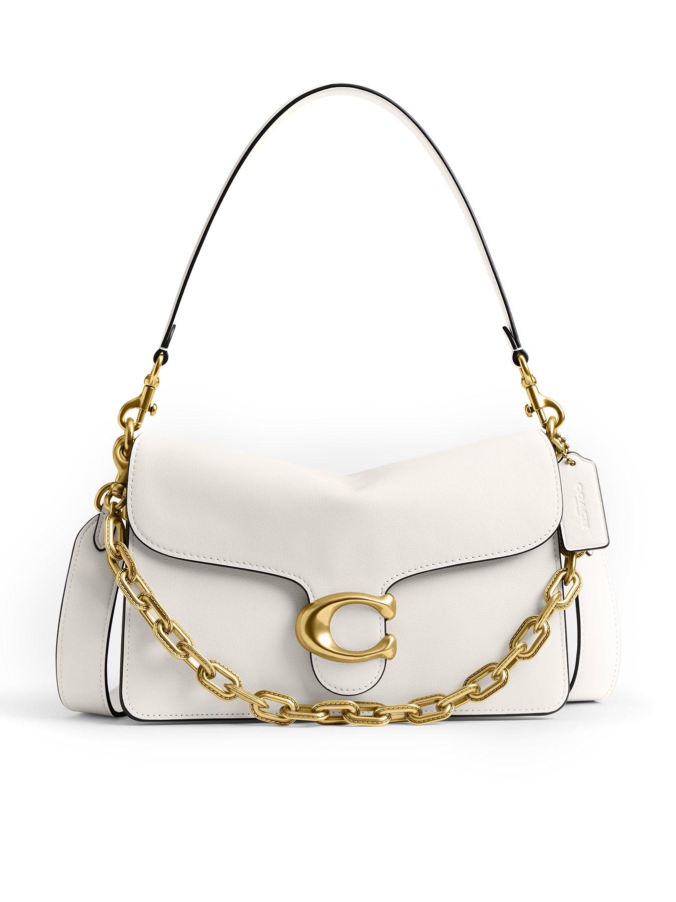 Image 1 of 5 of COACH Soft Grain Leather Chain Tabby Shoulder Bag With Chain - Cream