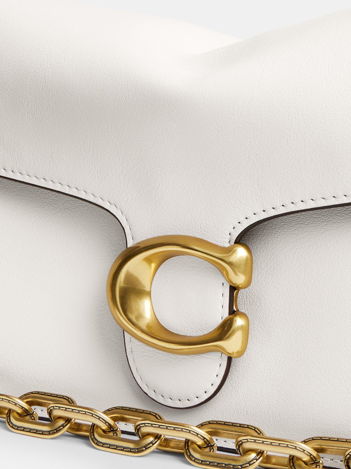 Image 4 of 5 of COACH Soft Grain Leather Chain Tabby Shoulder Bag With Chain - Cream