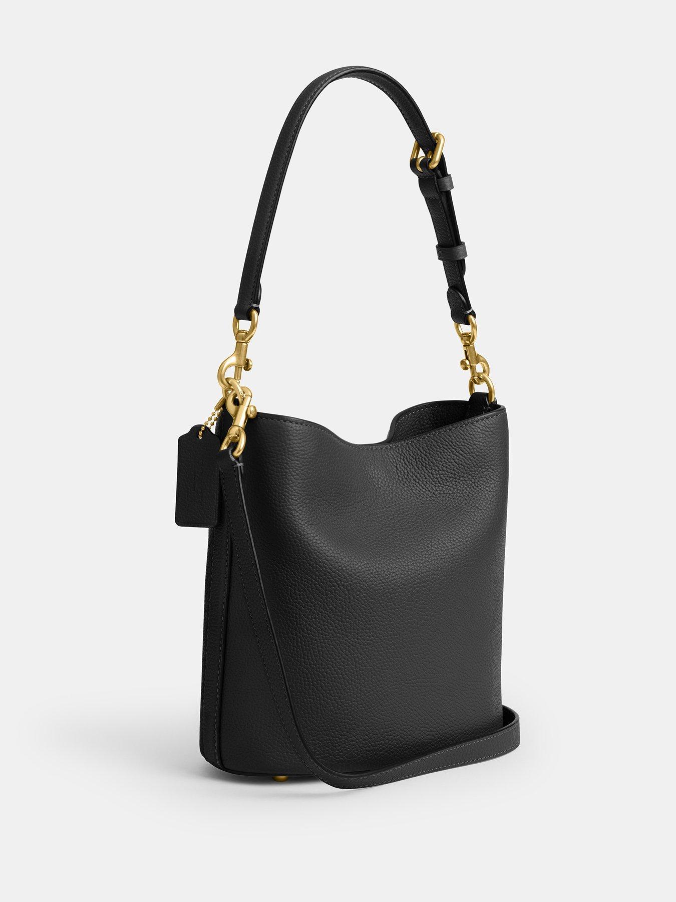 Image 2 of 5 of COACH Polished Pebble Leather Willow Soft Bucket Bag 19 - Black
