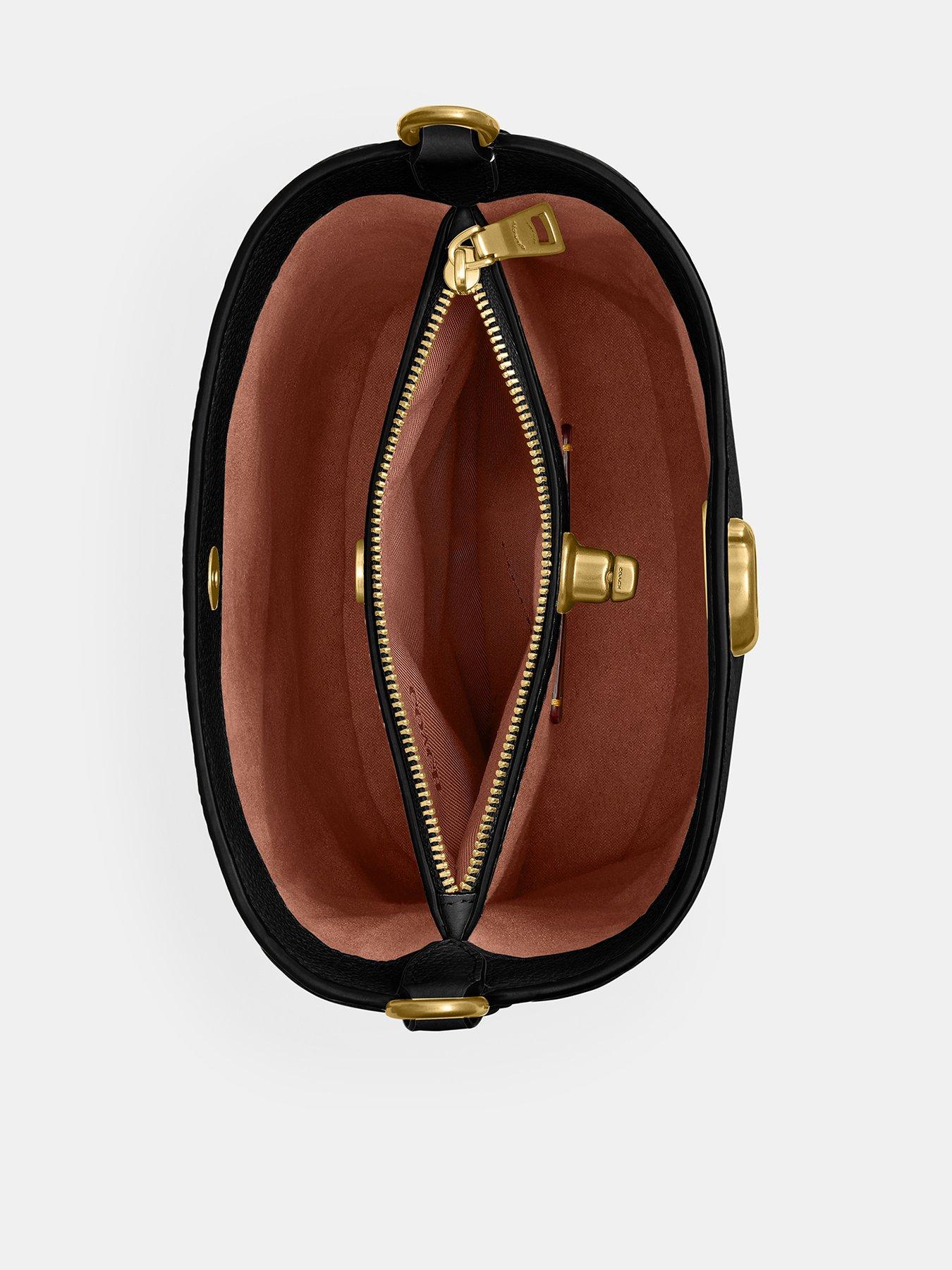 Image 3 of 5 of COACH Polished Pebble Leather Willow Soft Bucket Bag 19 - Black
