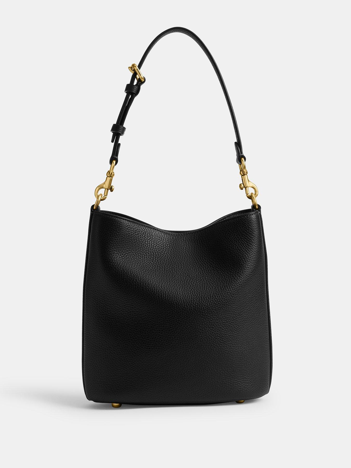 Image 5 of 5 of COACH Polished Pebble Leather Willow Soft Bucket Bag 19 - Black