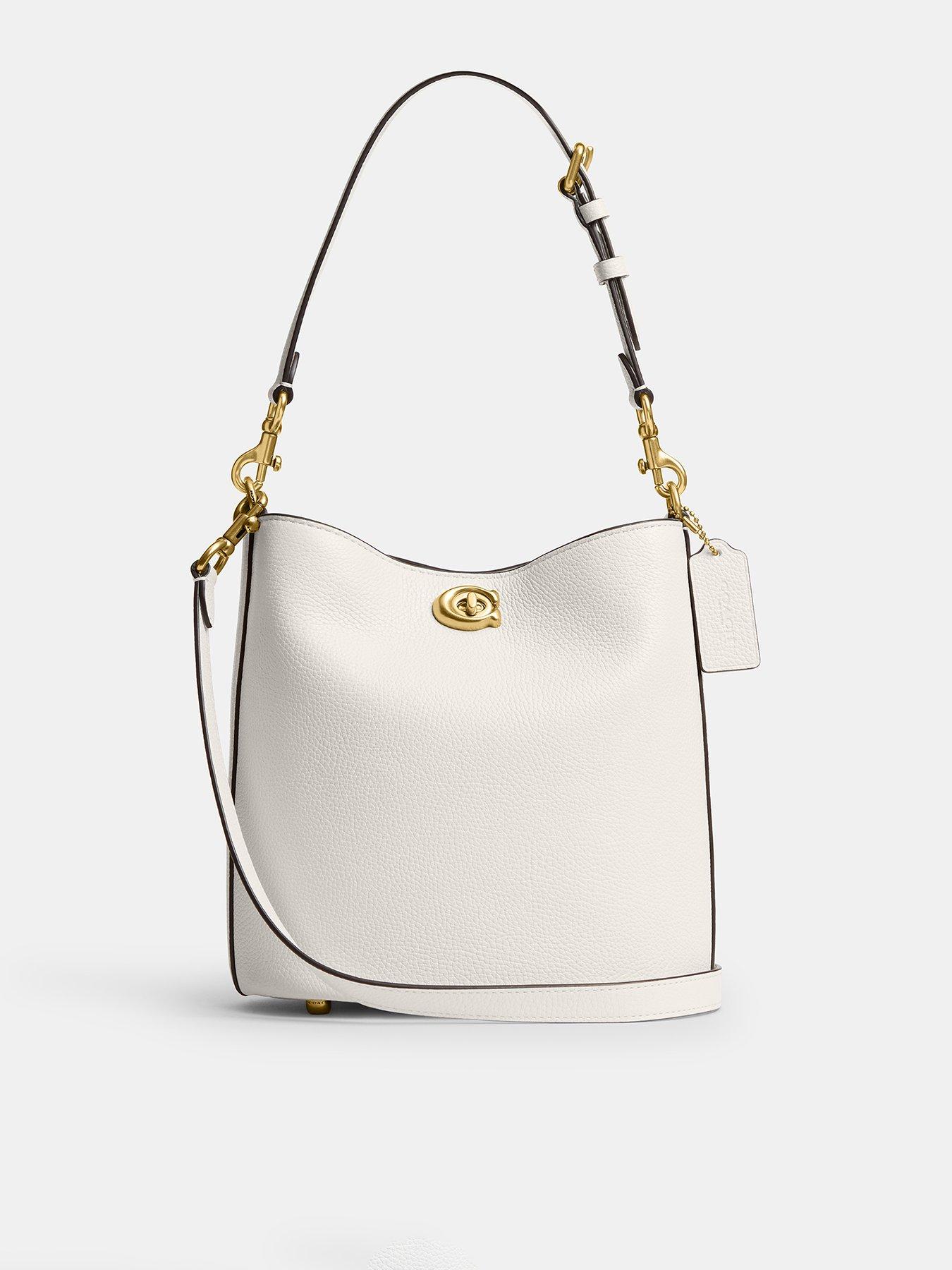 undefined Polished Pebble Leather Willow Soft Bucket Bag 19 - Cream