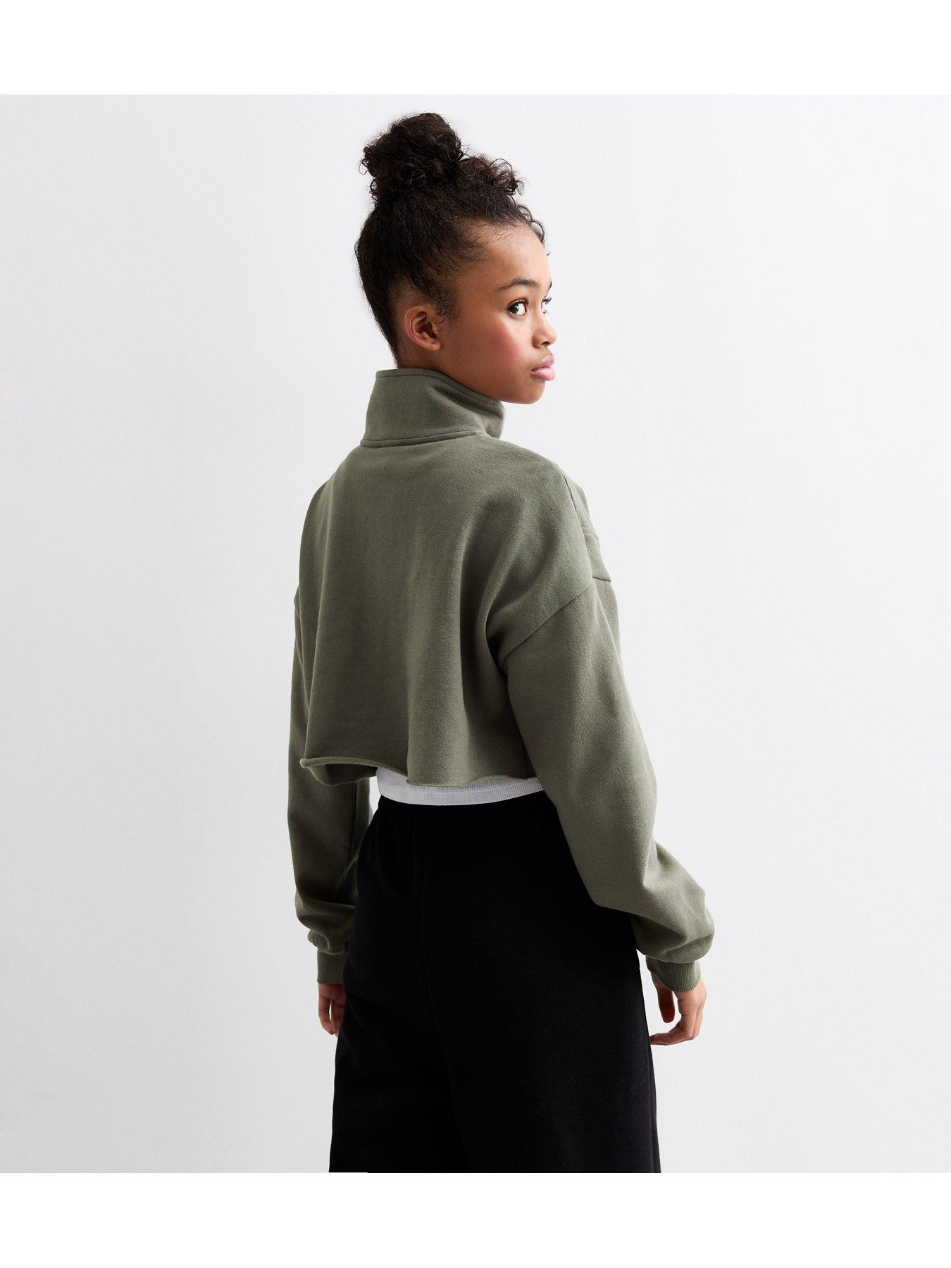 Khaki cropped sweatshirt hotsell