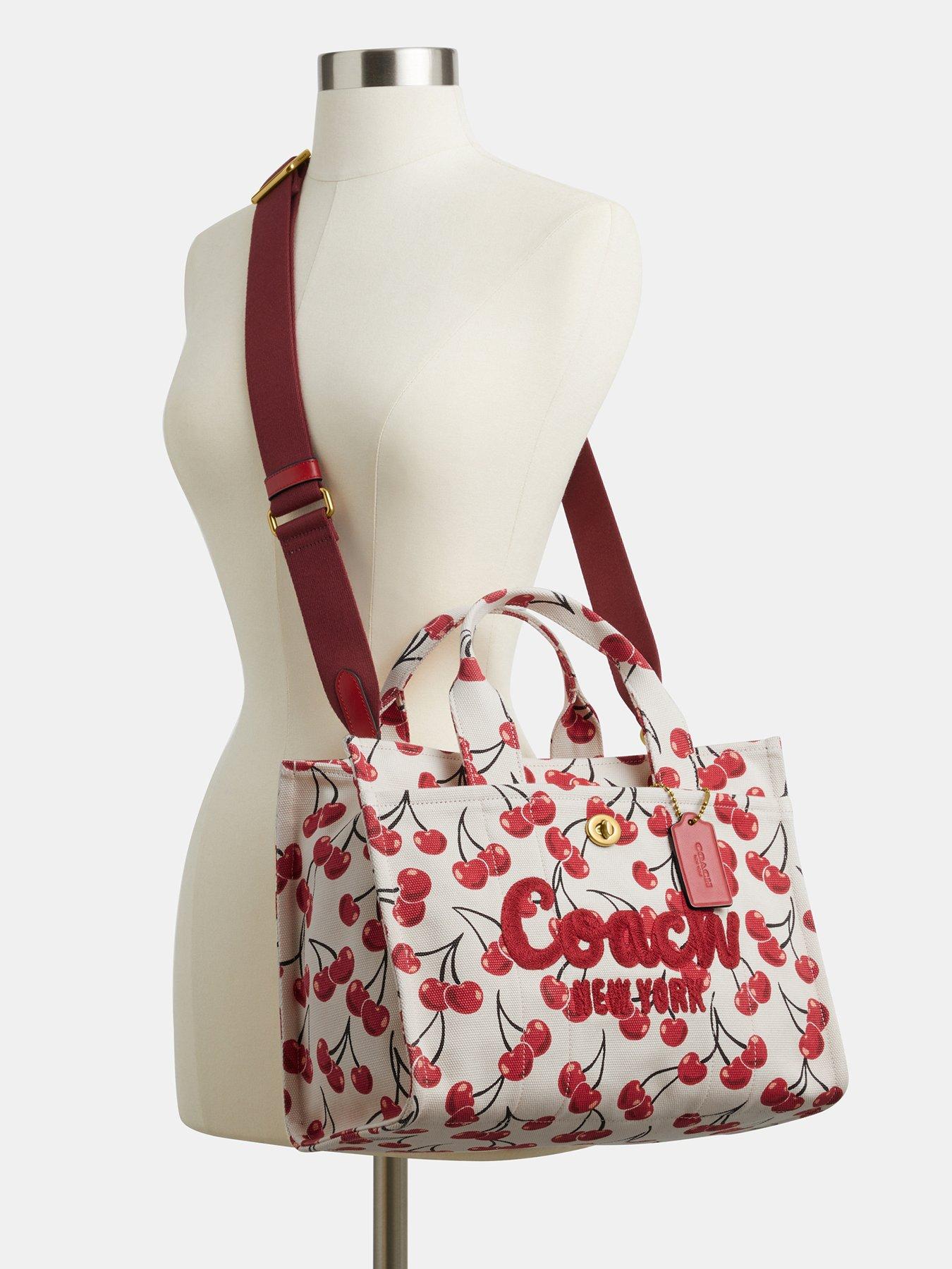 COACH Cherry Print Cargo Tote Cream Very