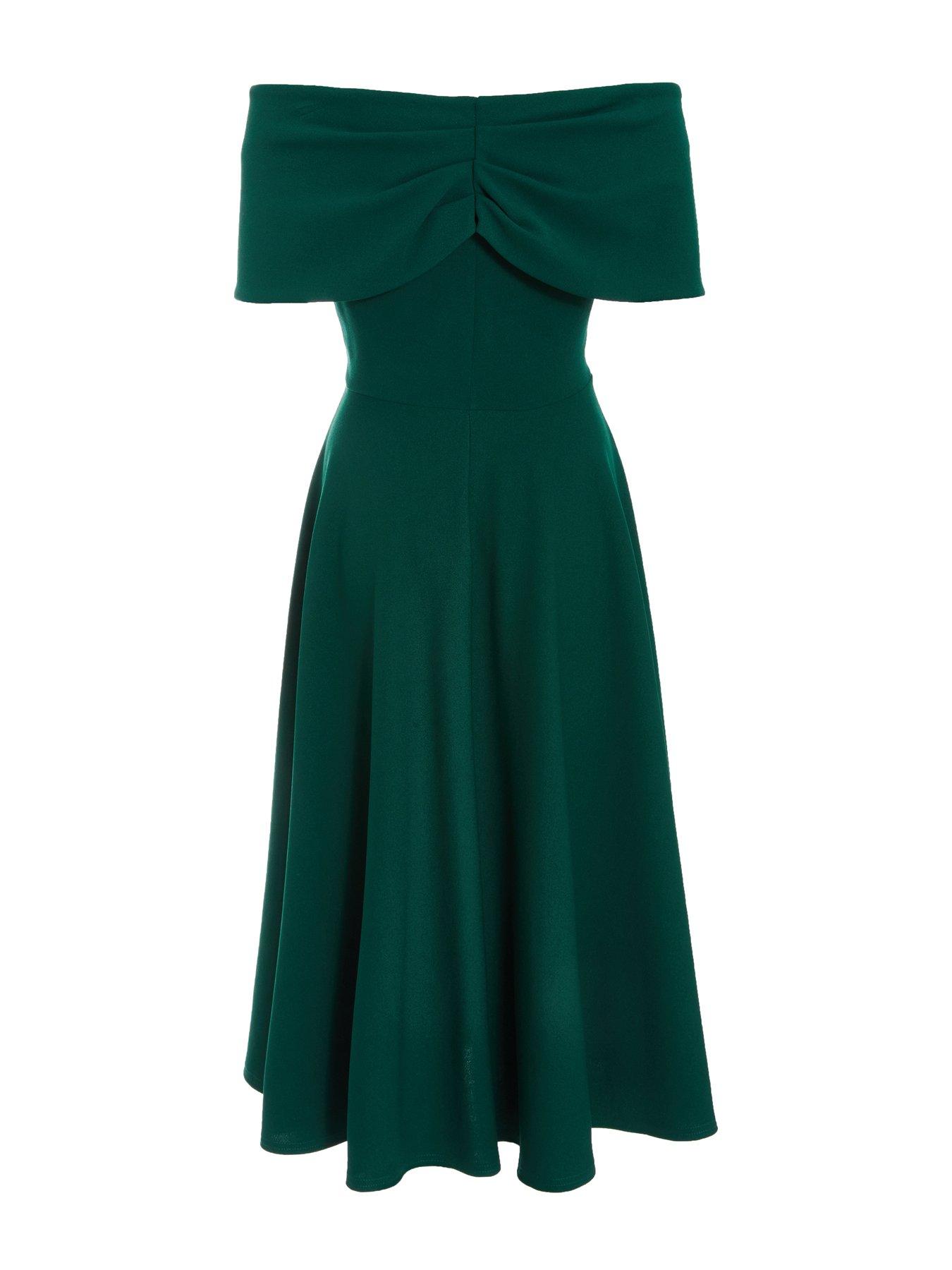 Bardot Skater Coast Skater Dress Quiz Green Bardot Ruffle Skater