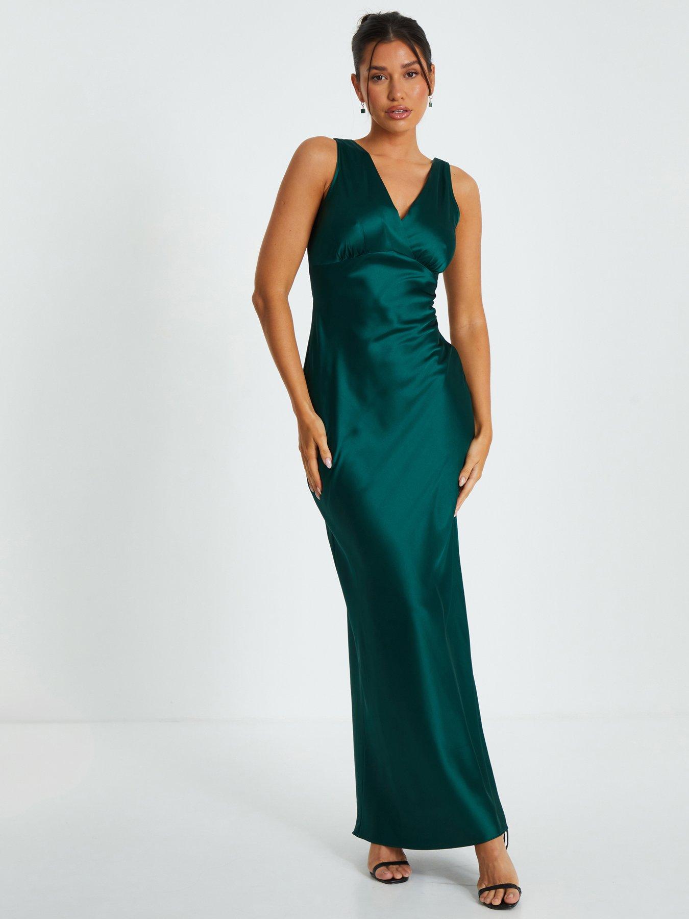 Quiz bottle green cross strap maxi dress store