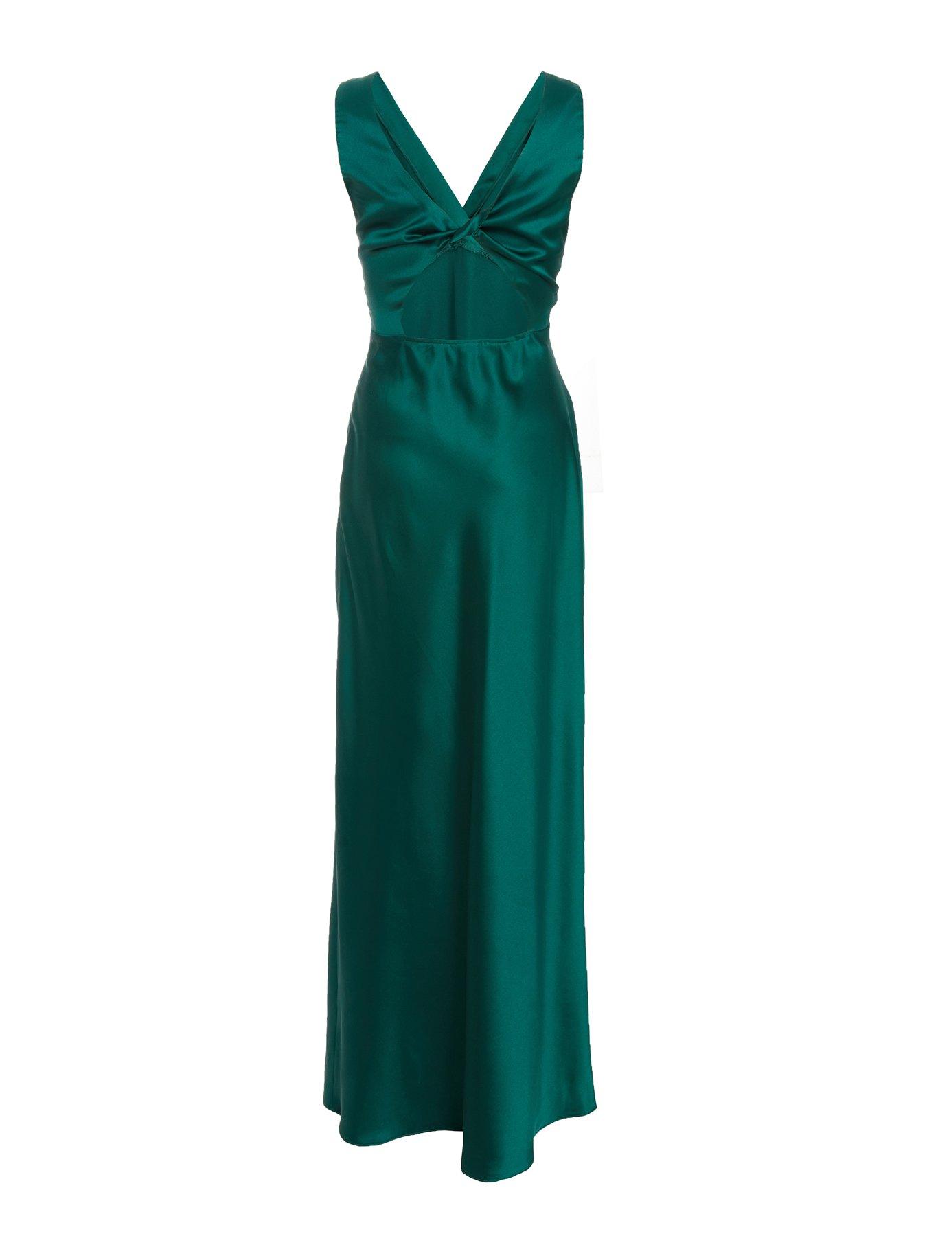 Quiz Bottle Green Satin Slip Maxi Dress | Very
