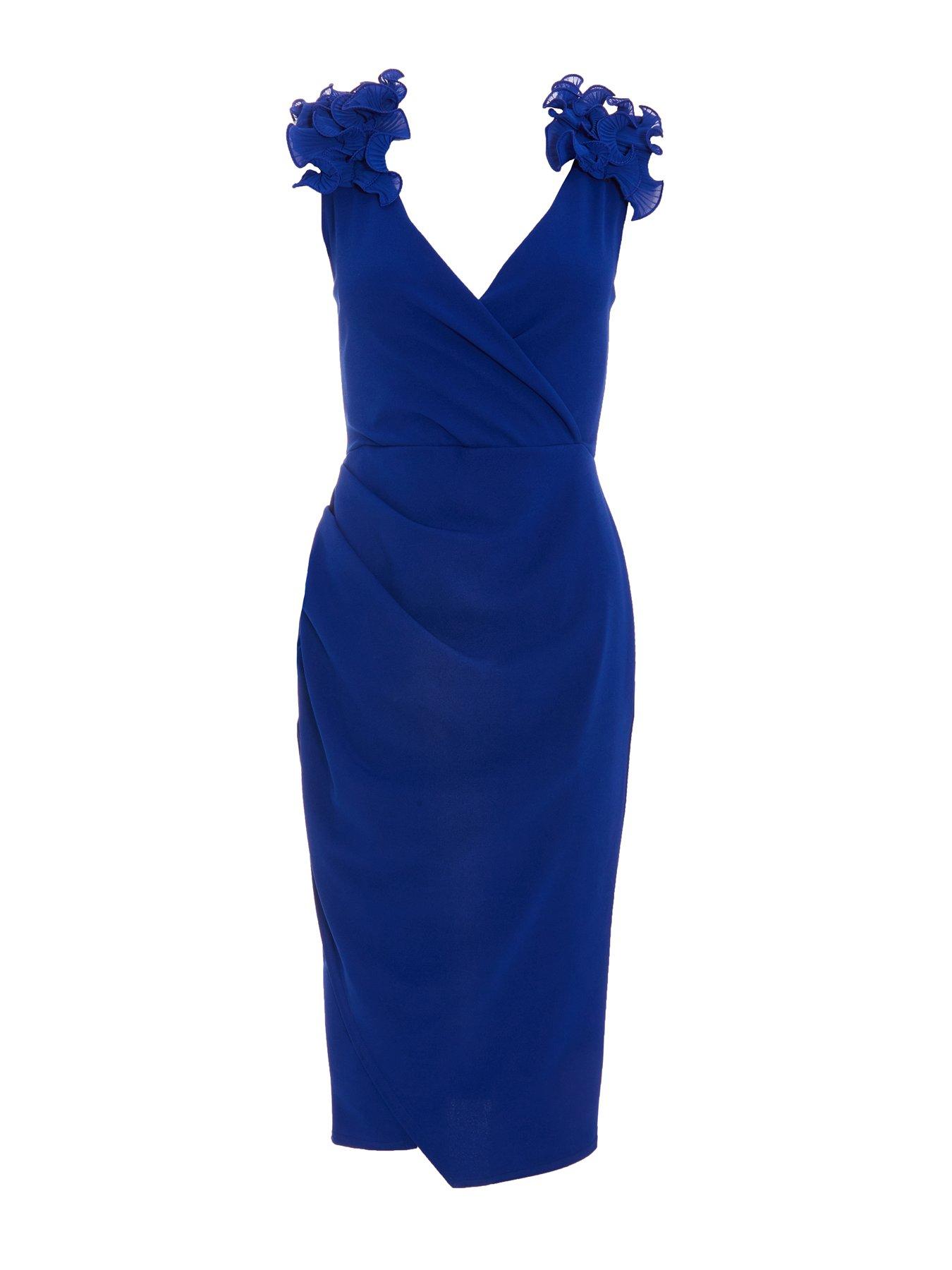 Quiz Royal Blue Ruffle Wrap Midi Dress | Very