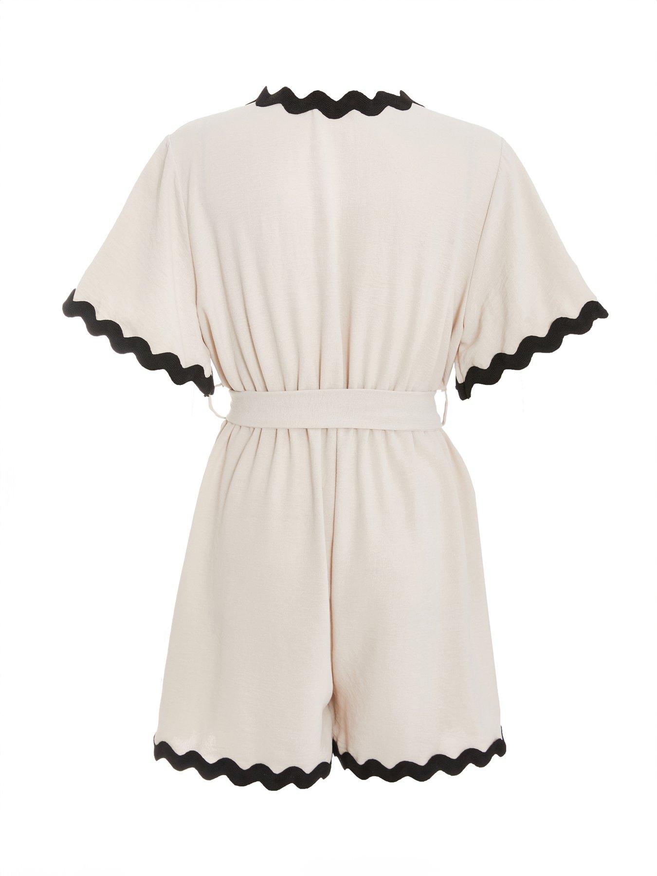 Image 5 of 6 of Quiz Stone Wrap Contrast Trim Playsuit