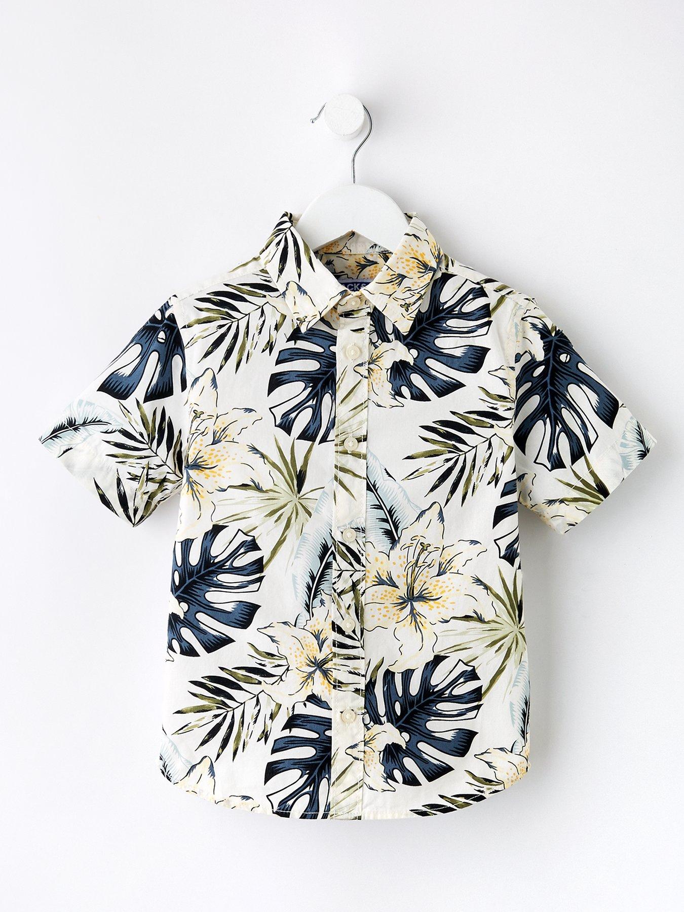 undefined Younger Boys Hawaii All Over Print Shirt - Cream