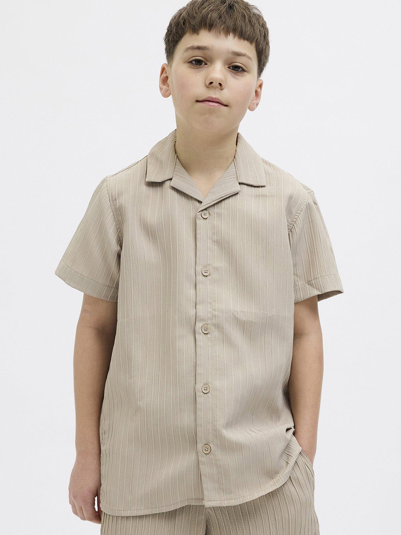 undefined Boys Massimo Resort Co-Ord Shirt - Beige