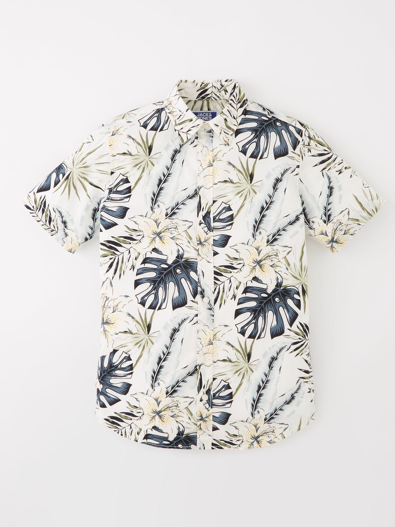 undefined Boys Hawaii All Over Print Shirt - Cream