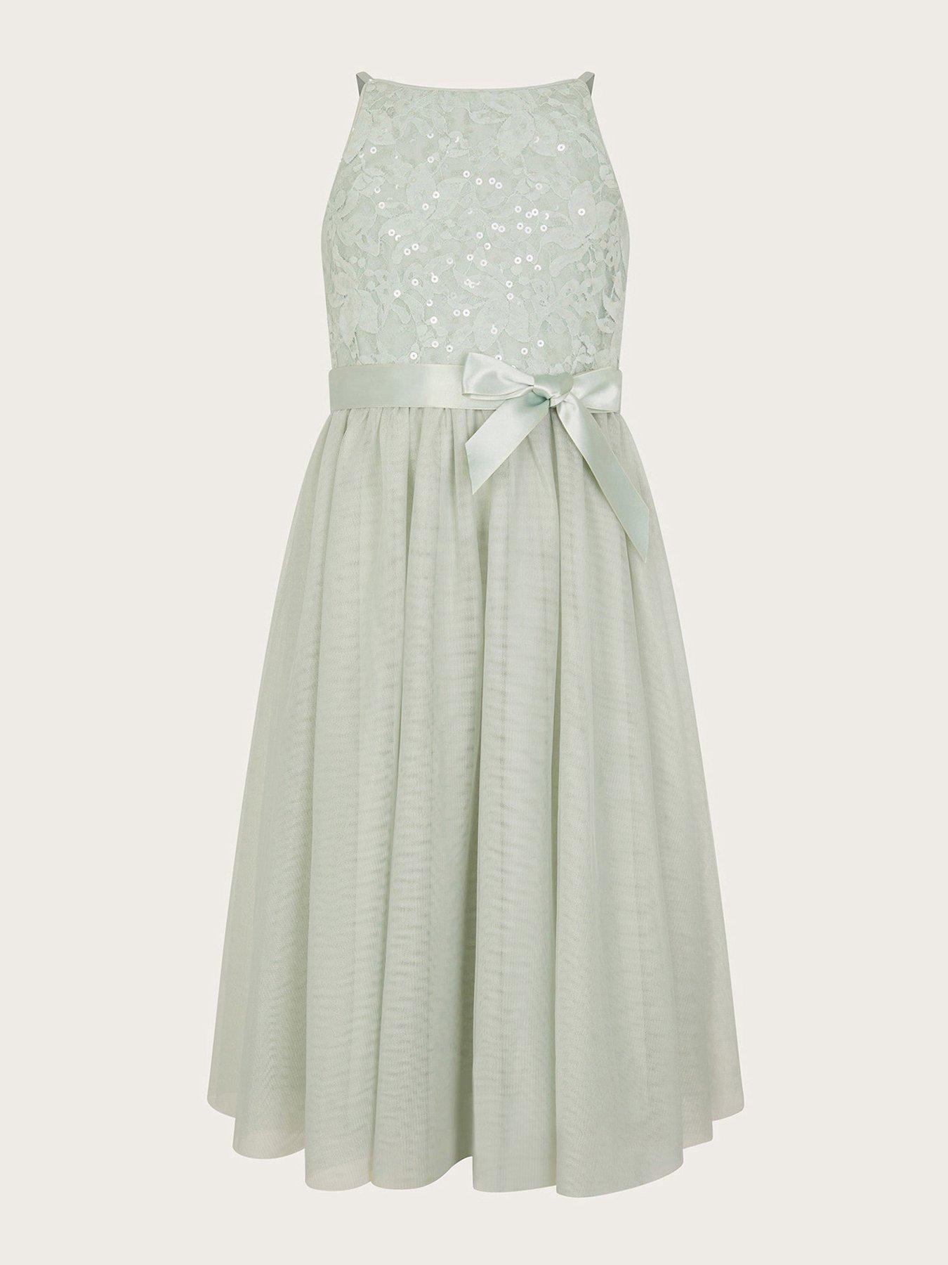 Image 2 of 4 of Monsoon Girls Lacey Sequin Truth Dress - Green