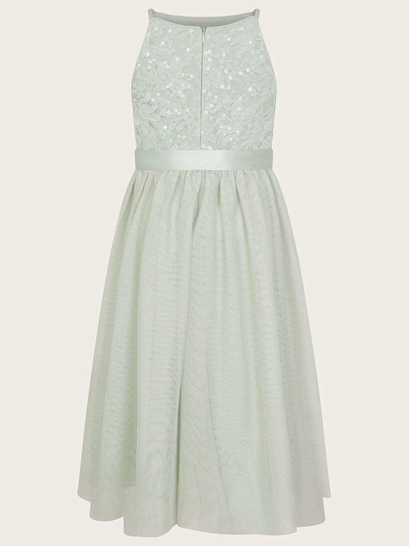 Image 3 of 4 of Monsoon Girls Lacey Sequin Truth Dress - Green