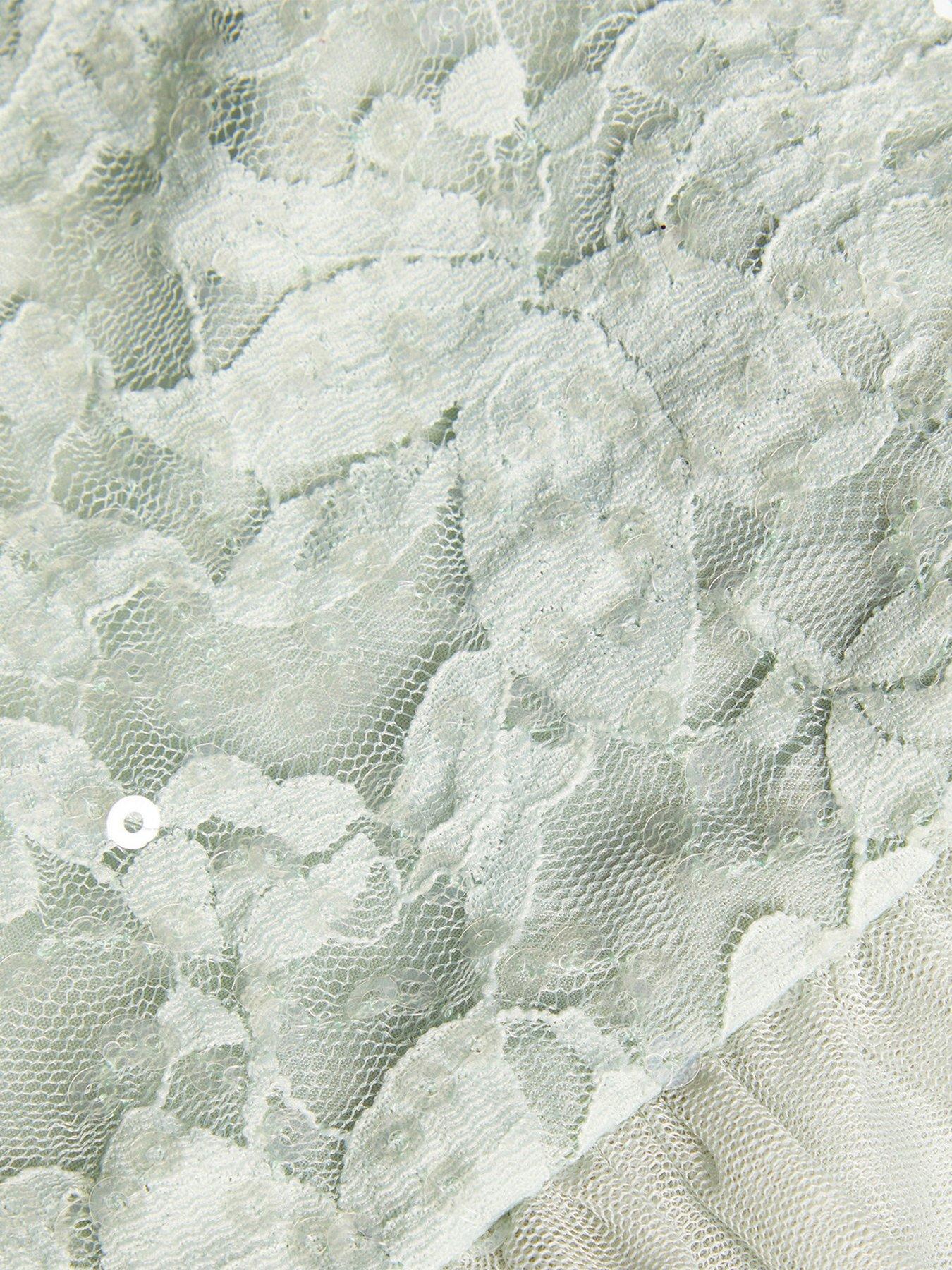 Image 4 of 4 of Monsoon Girls Lacey Sequin Truth Dress - Green
