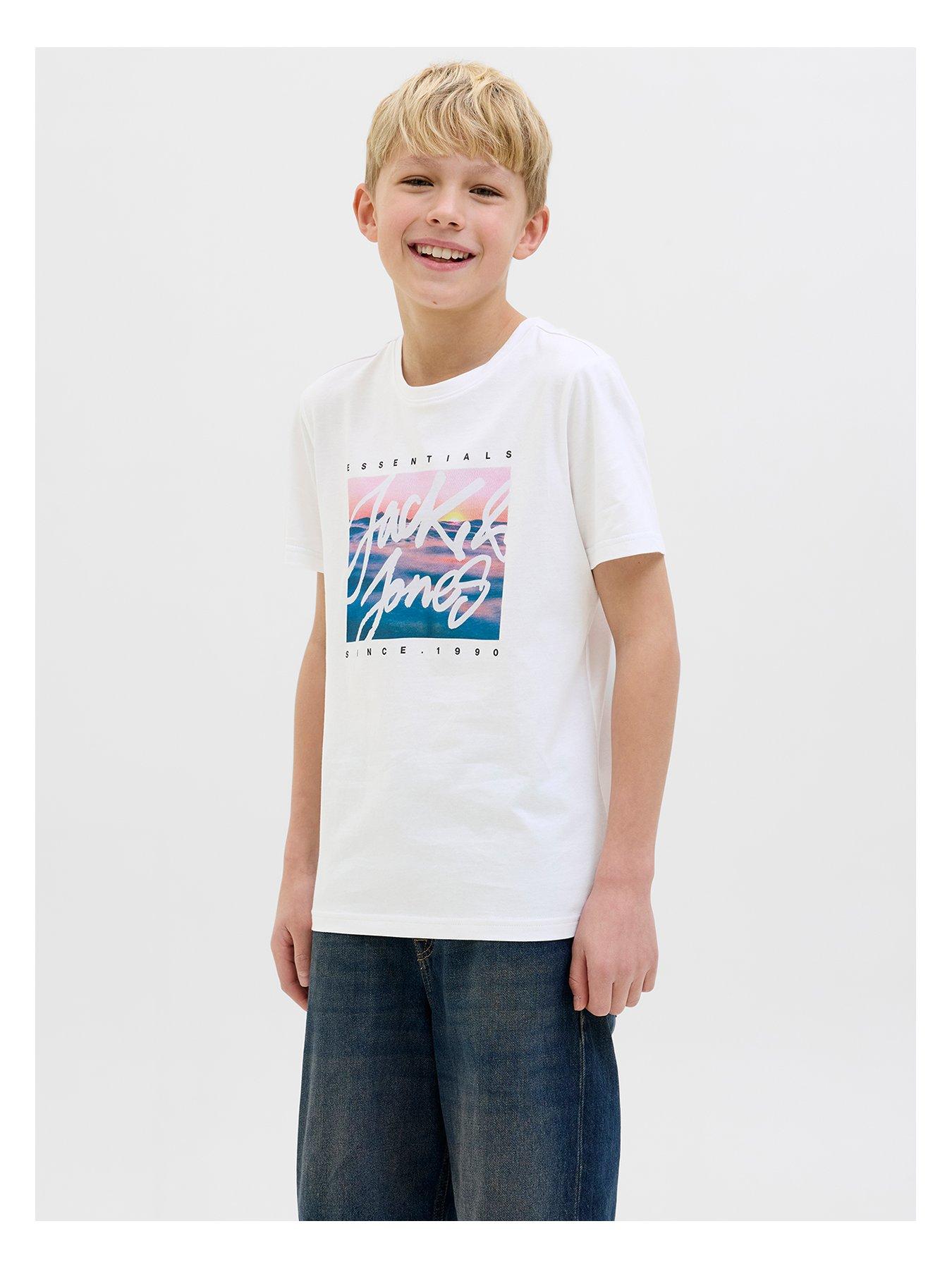 undefined Boys Colton Photoprint Short Sleeve T-shirt - White