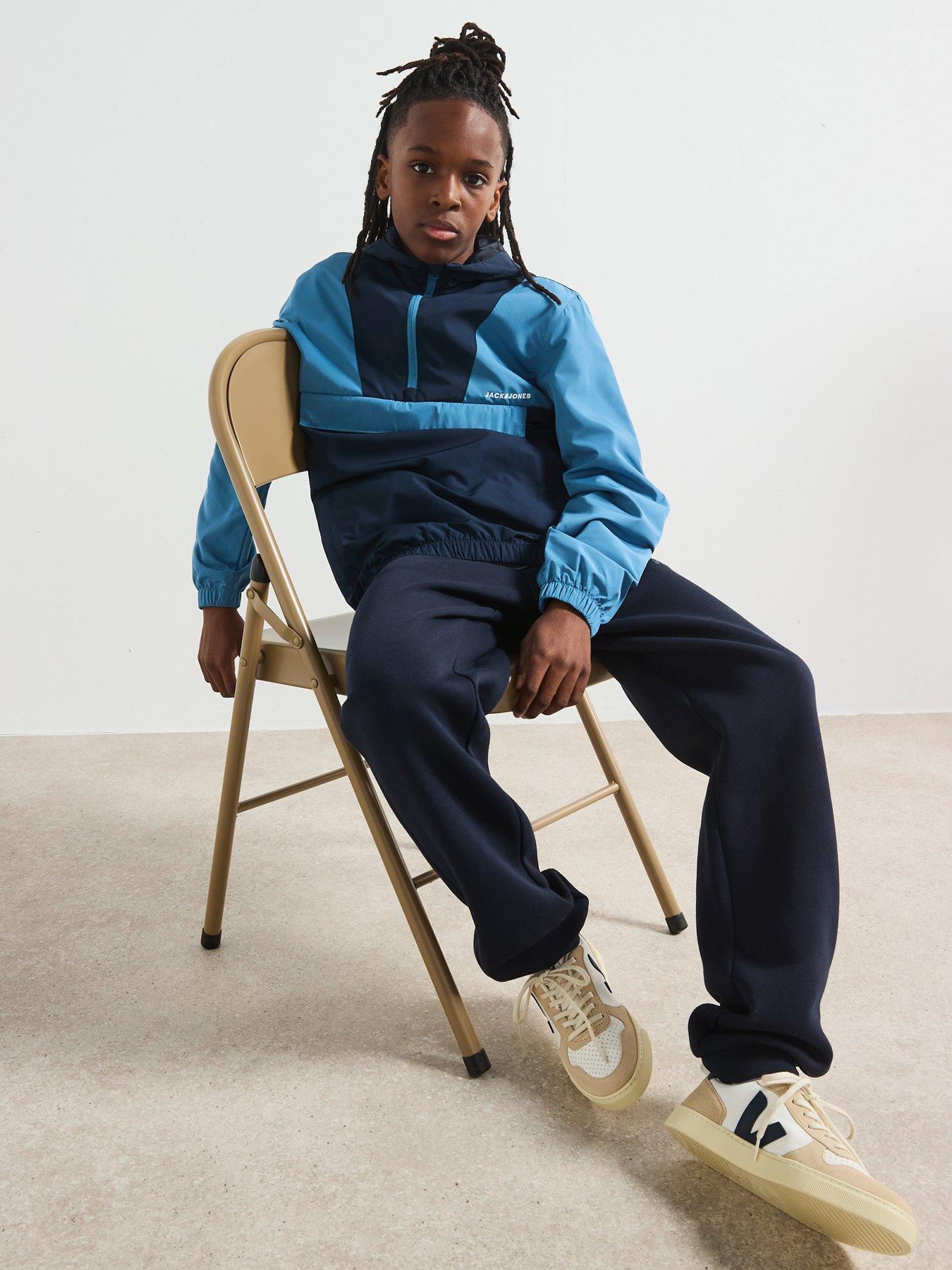 undefined Boys Windbreaker Packable Anorak - Oceanview Blocking - Blue