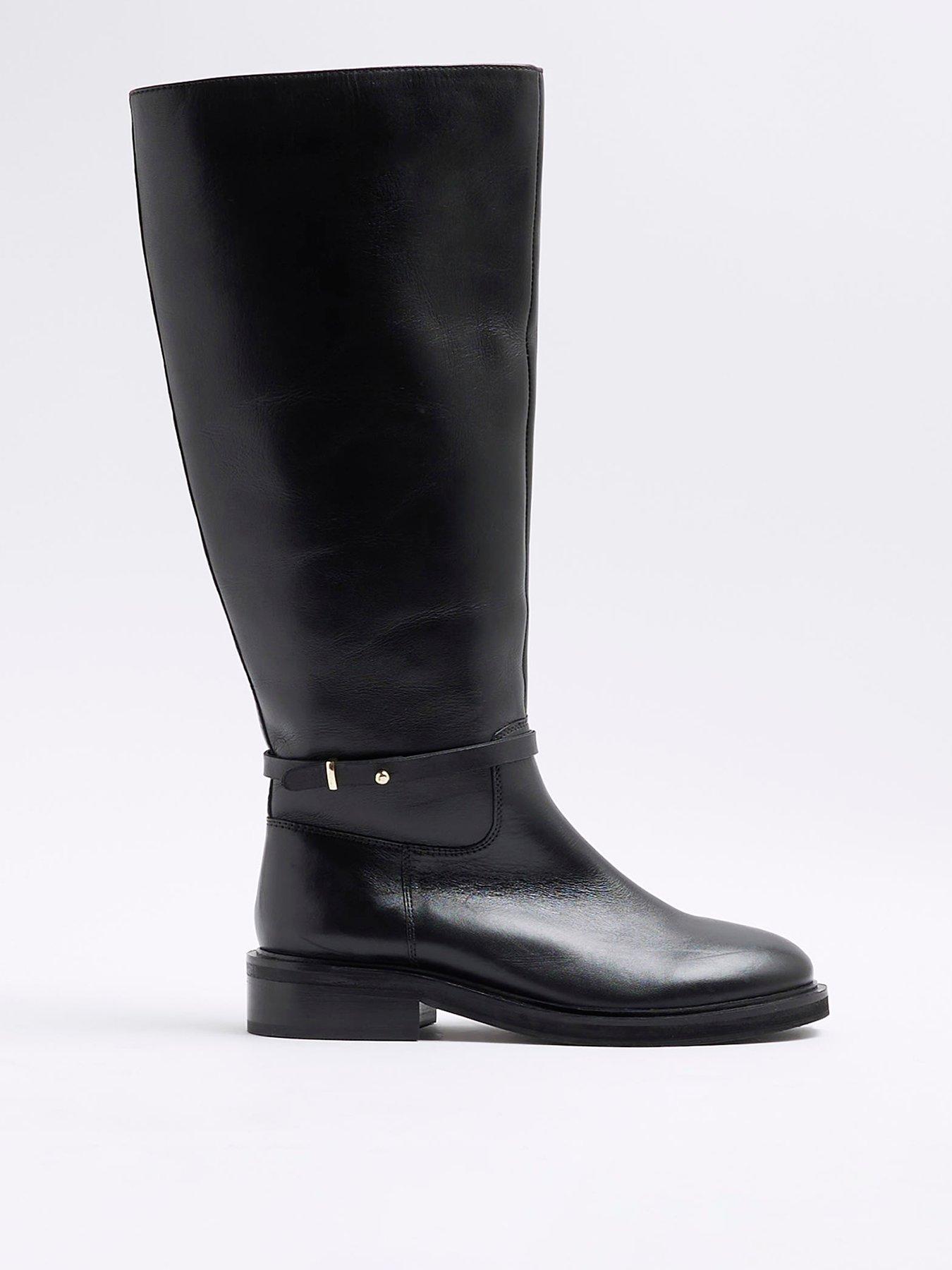 River Island Riding Boots - Black, Black, Size 4, Women